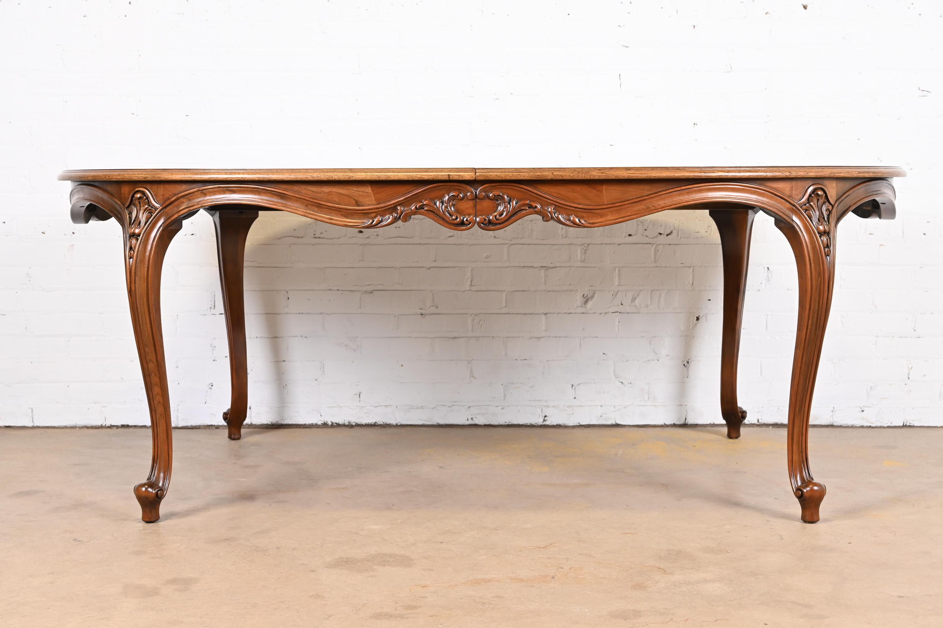 Karges French Provincial Louis XV Burled Walnut Dining Table, Newly Refinished 6