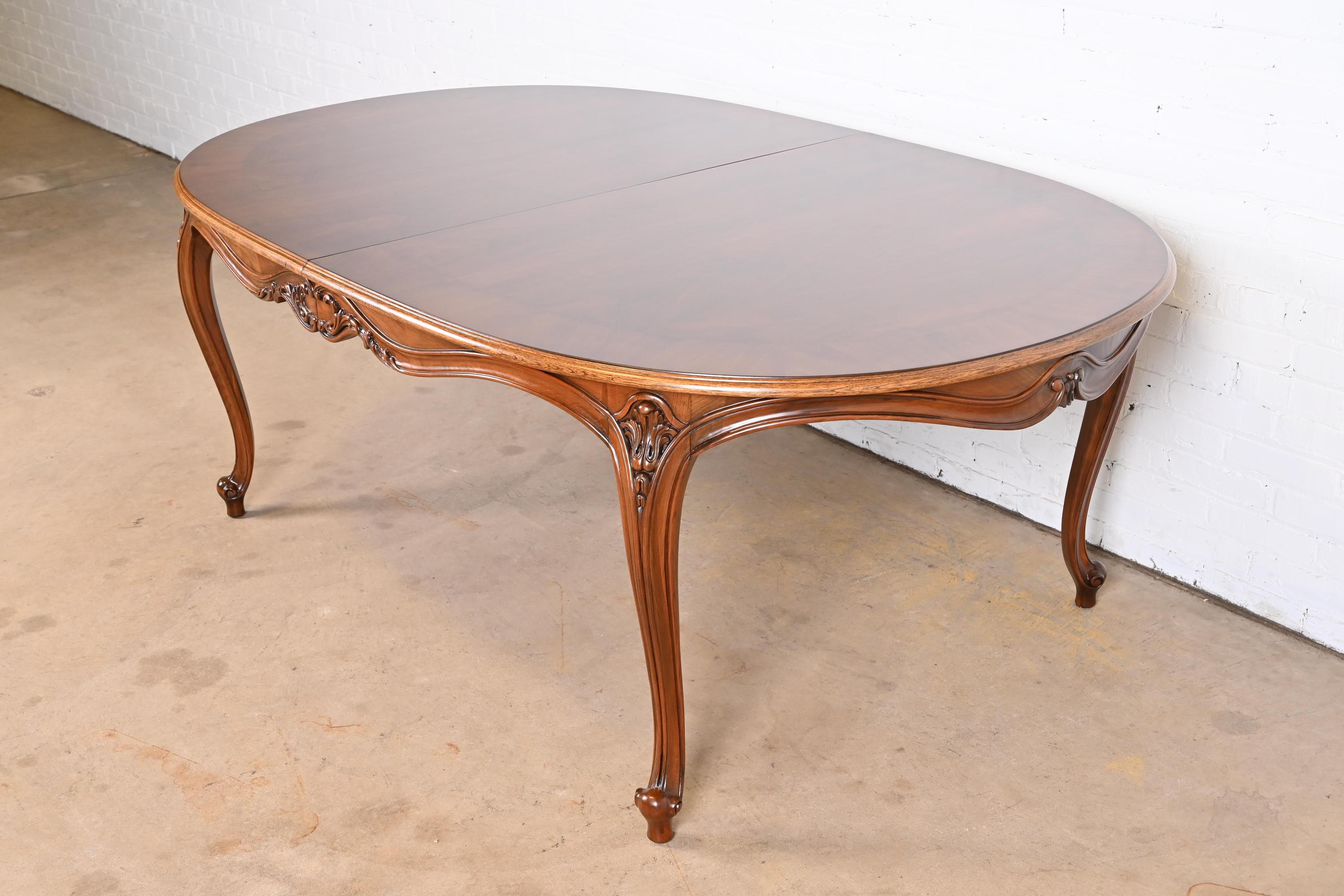 Karges French Provincial Louis XV Burled Walnut Dining Table, Newly Refinished 7