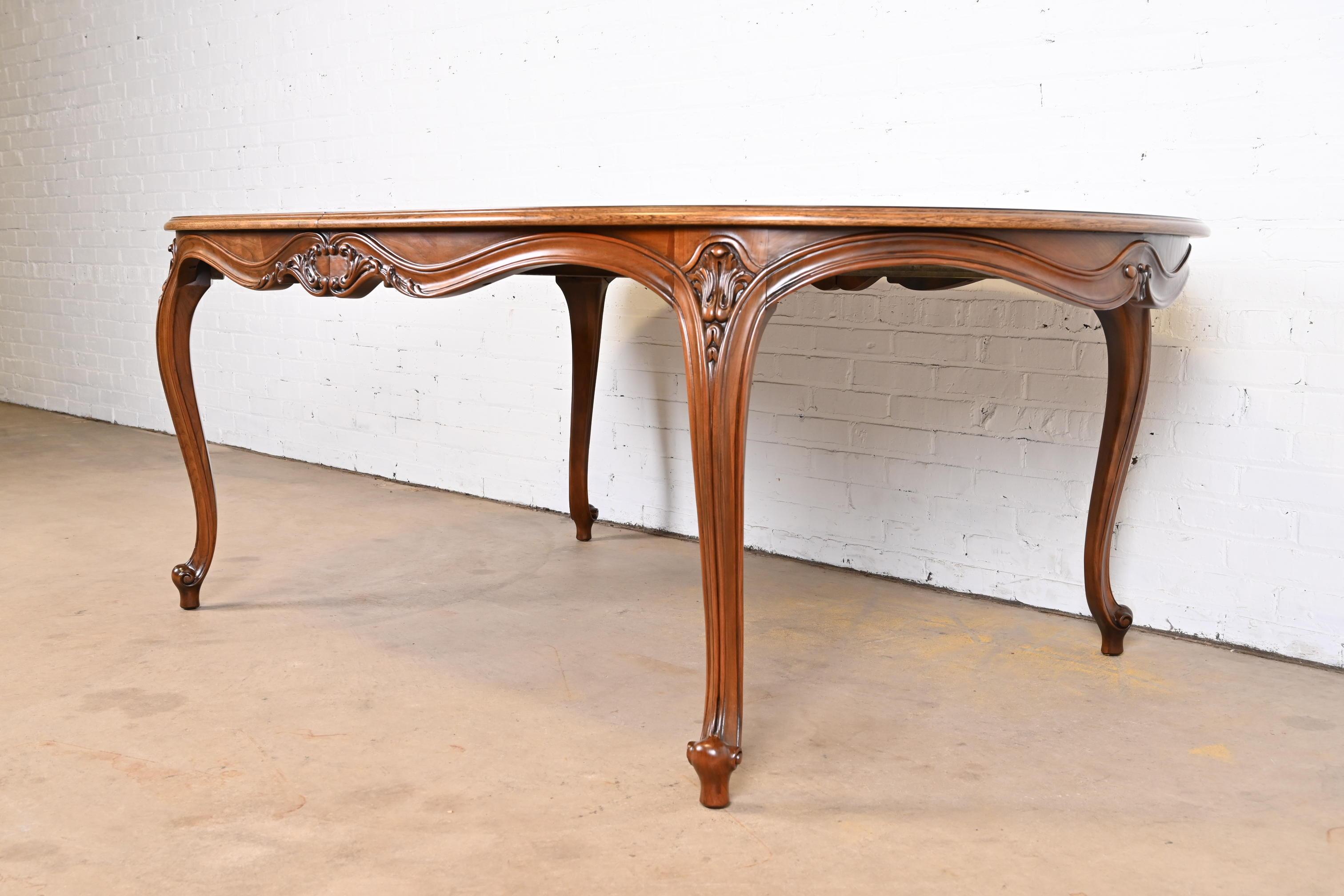 Karges French Provincial Louis XV Burled Walnut Dining Table, Newly Refinished 8