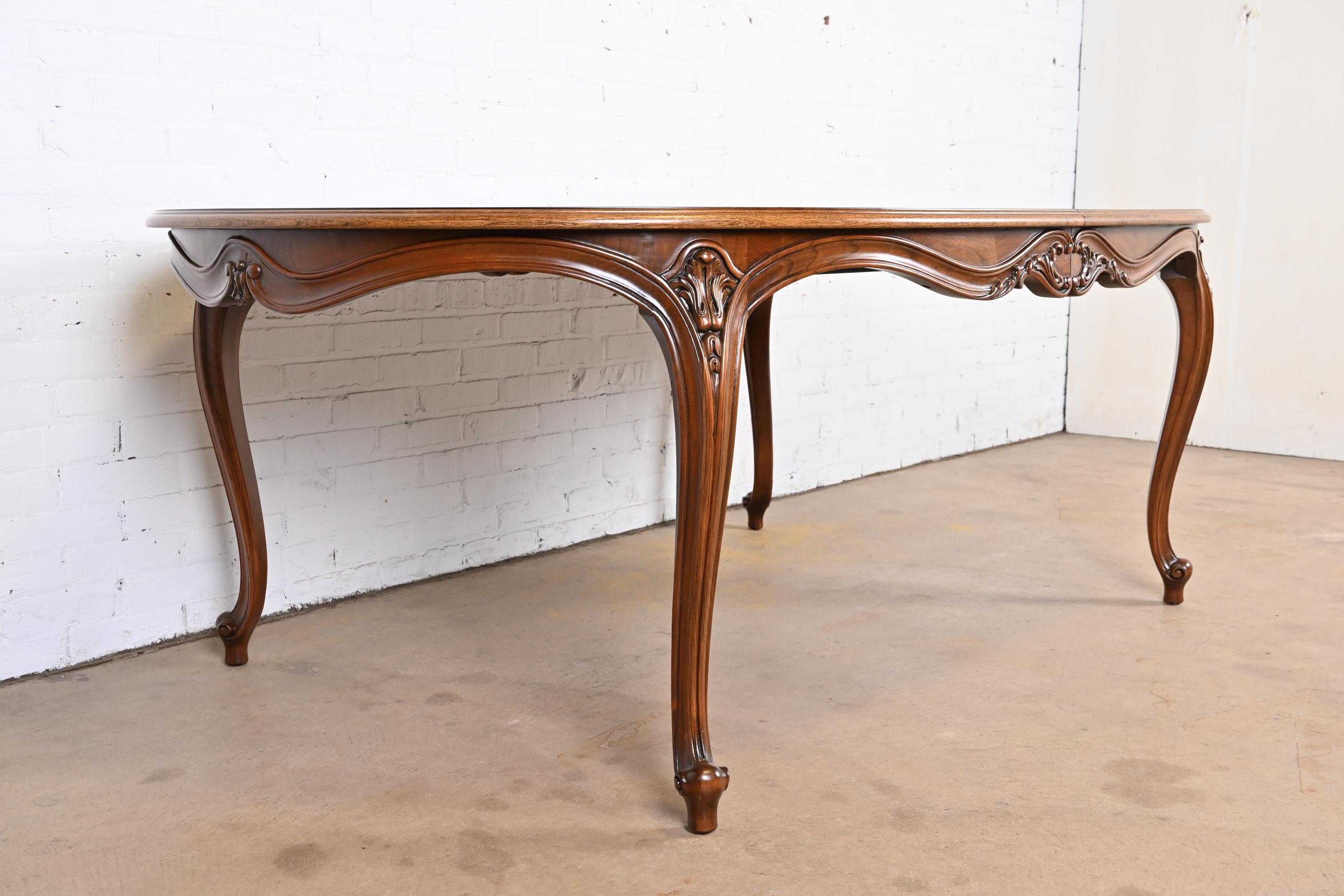 Karges French Provincial Louis XV Burled Walnut Dining Table, Newly Refinished 9