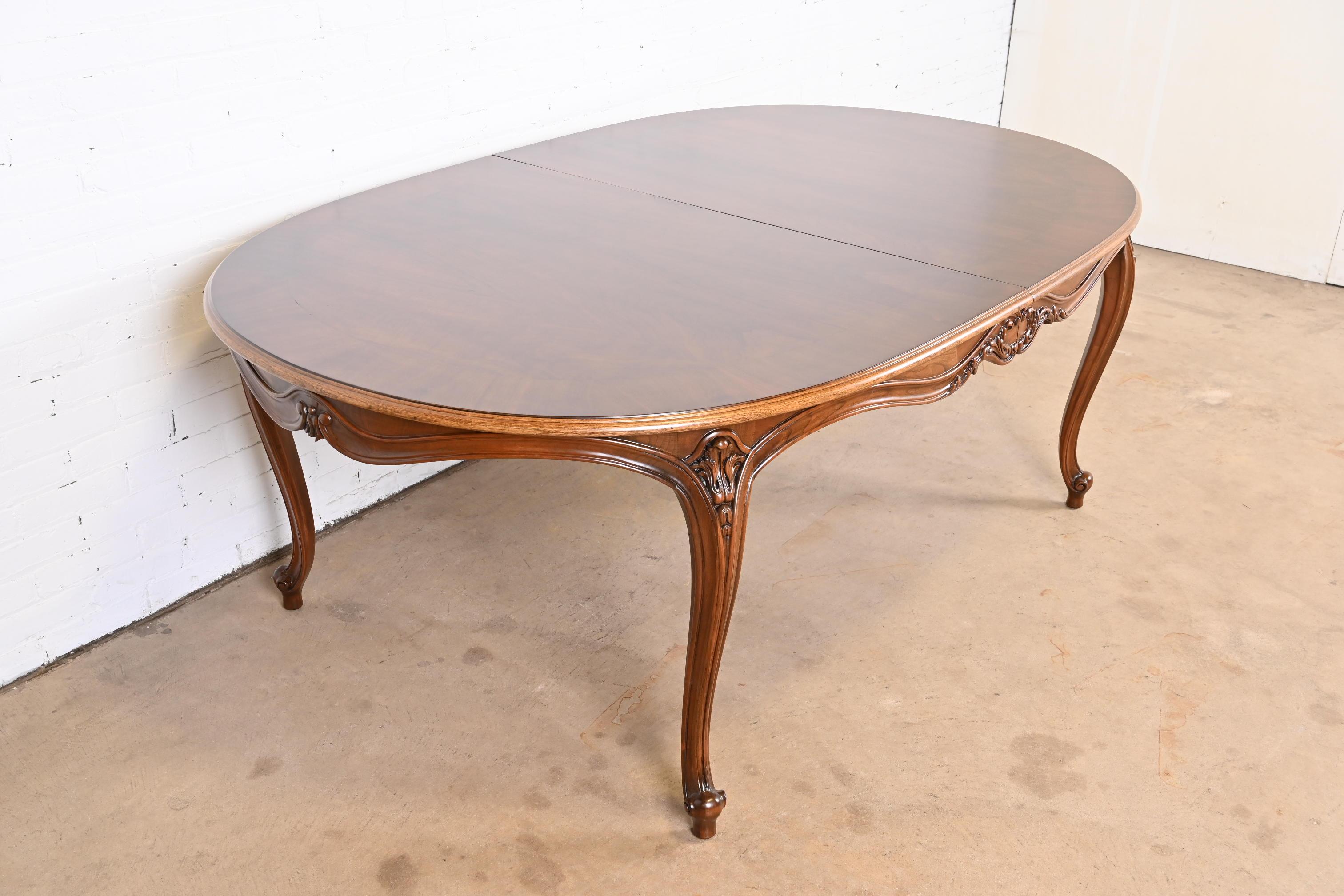Karges French Provincial Louis XV Burled Walnut Dining Table, Newly Refinished 10