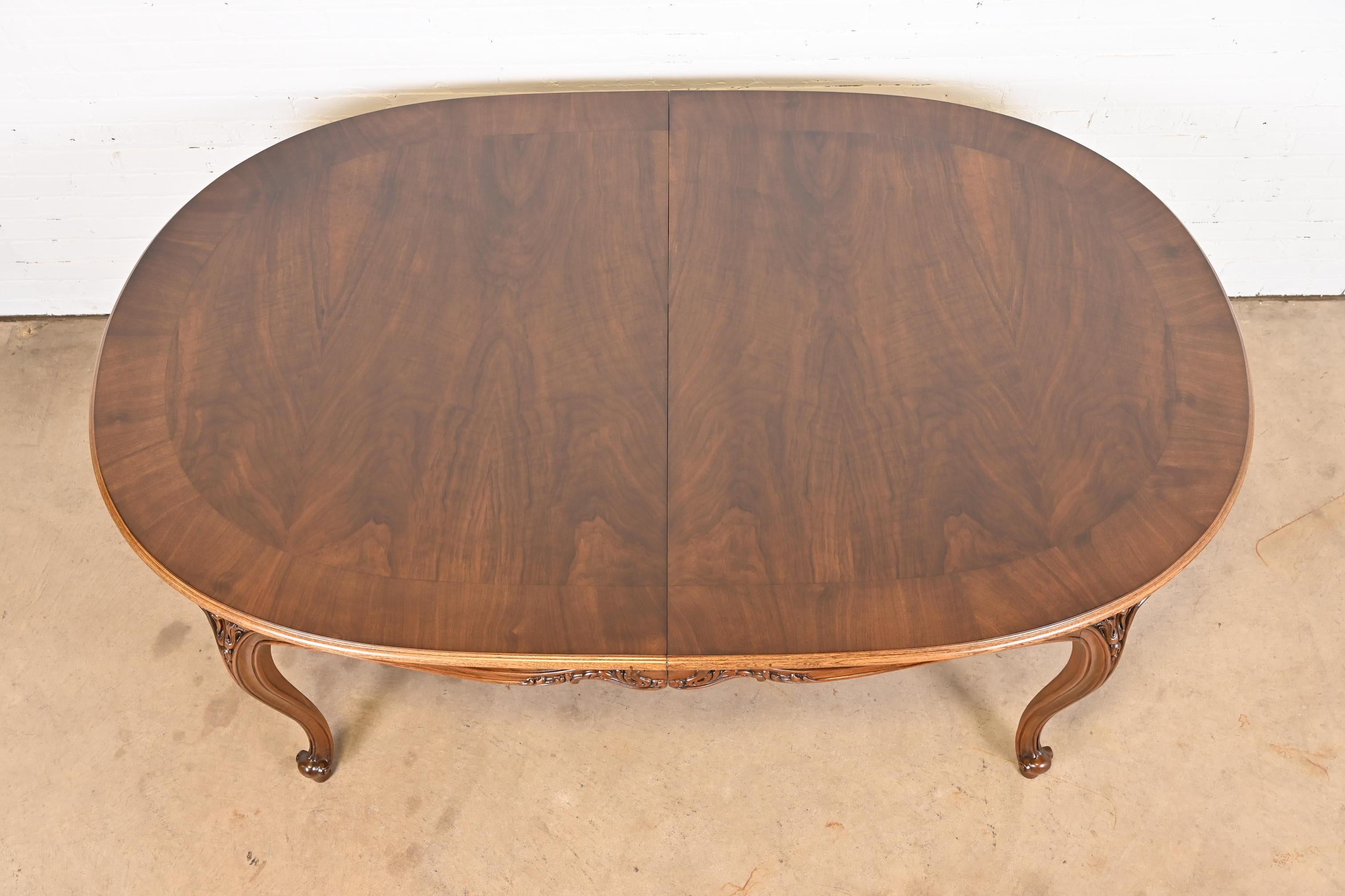 Karges French Provincial Louis XV Burled Walnut Dining Table, Newly Refinished 11