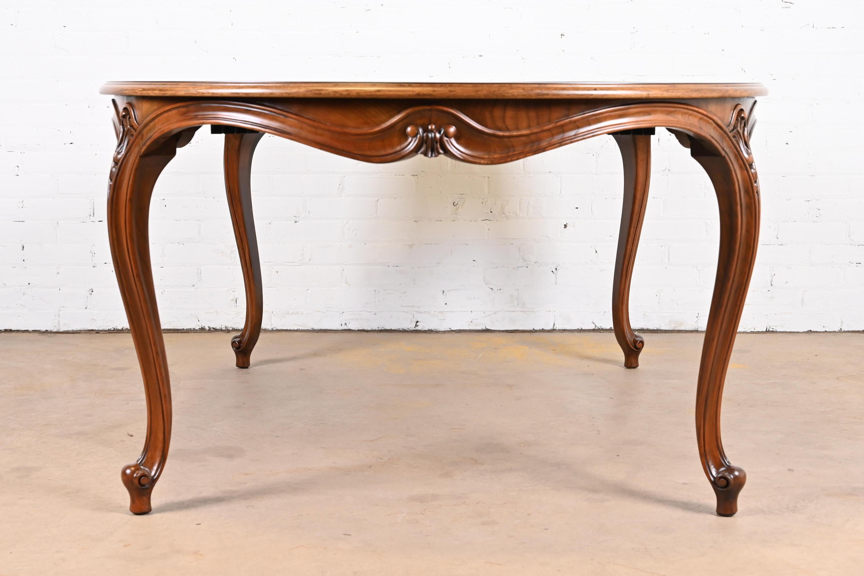 Karges French Provincial Louis XV Burled Walnut Dining Table, Newly Refinished 13