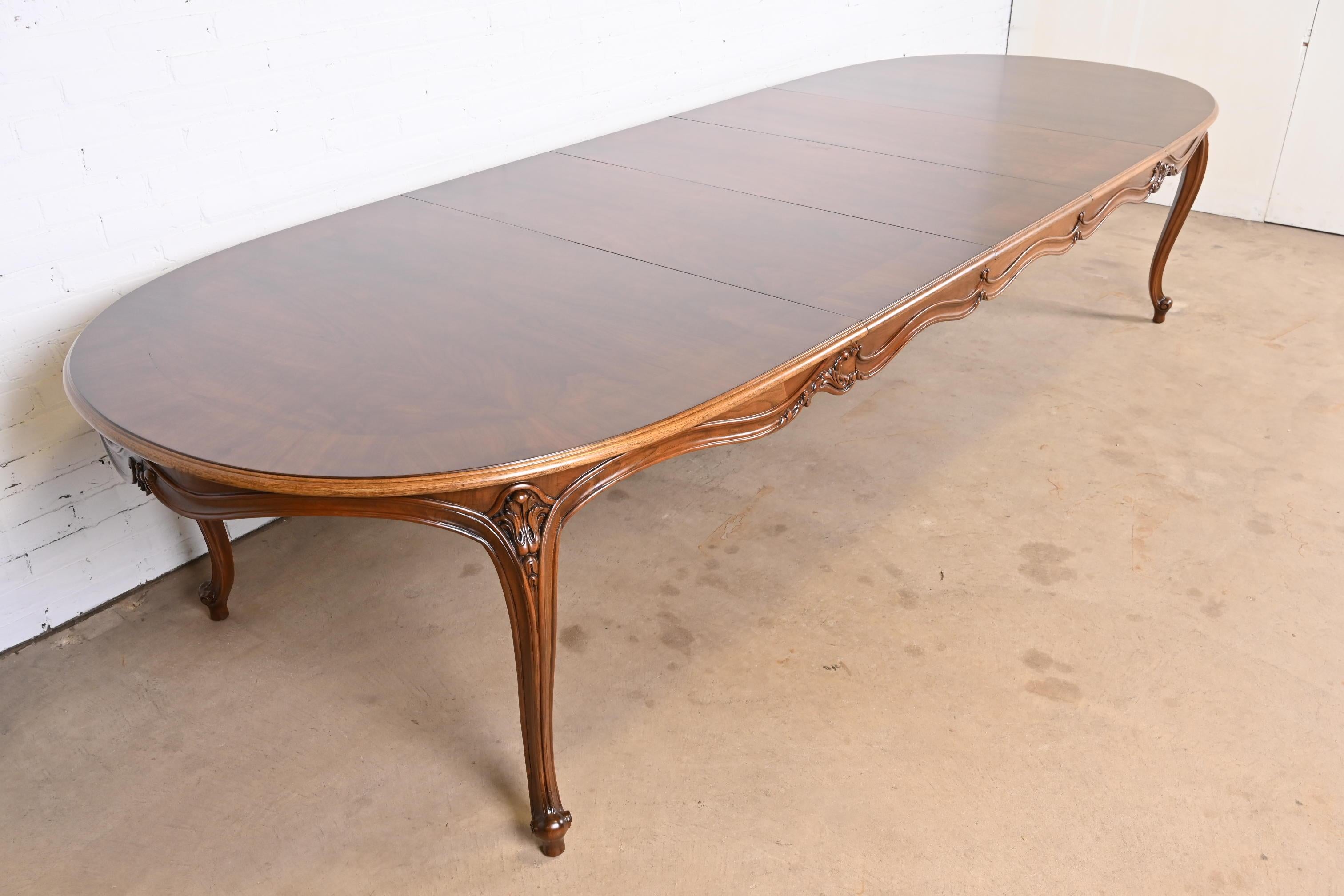 Karges French Provincial Louis XV Burled Walnut Dining Table, Newly Refinished 1