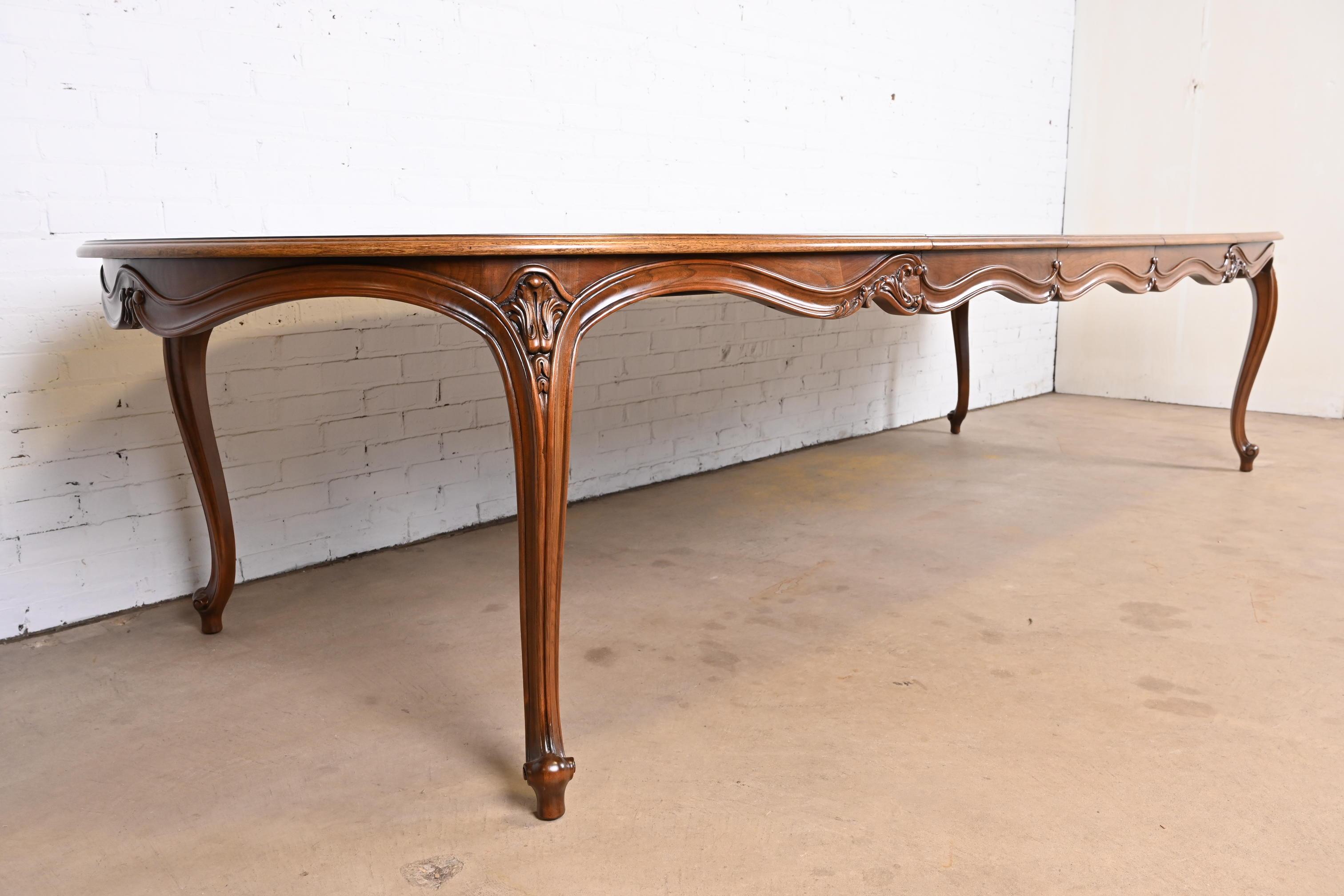 Karges French Provincial Louis XV Burled Walnut Dining Table, Newly Refinished 2