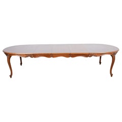 Karges French Provincial Louis XV Burled Walnut Dining Table, Newly Refinished