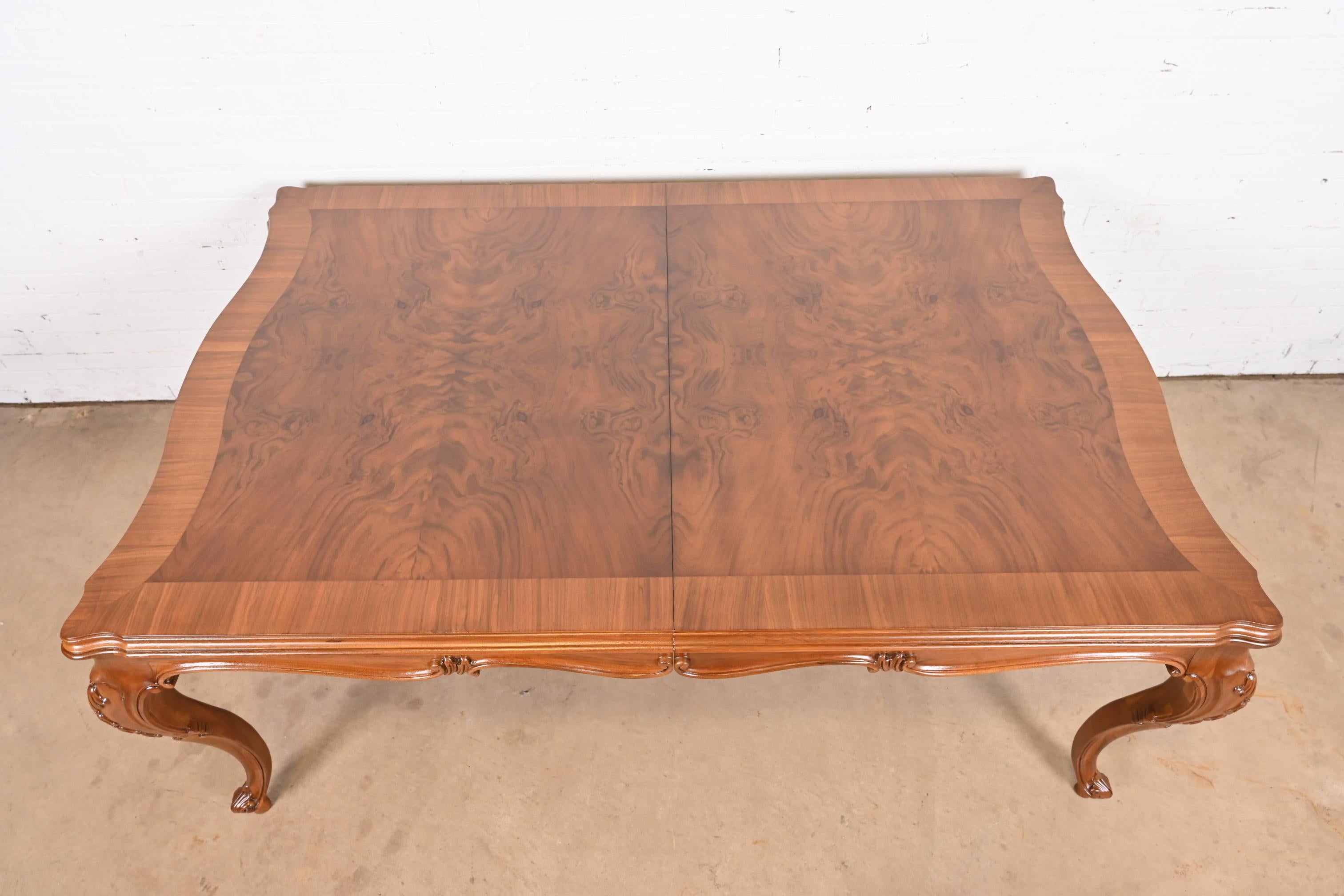 Karges French Provincial Louis XV Burled Walnut Extension Dining Table 5