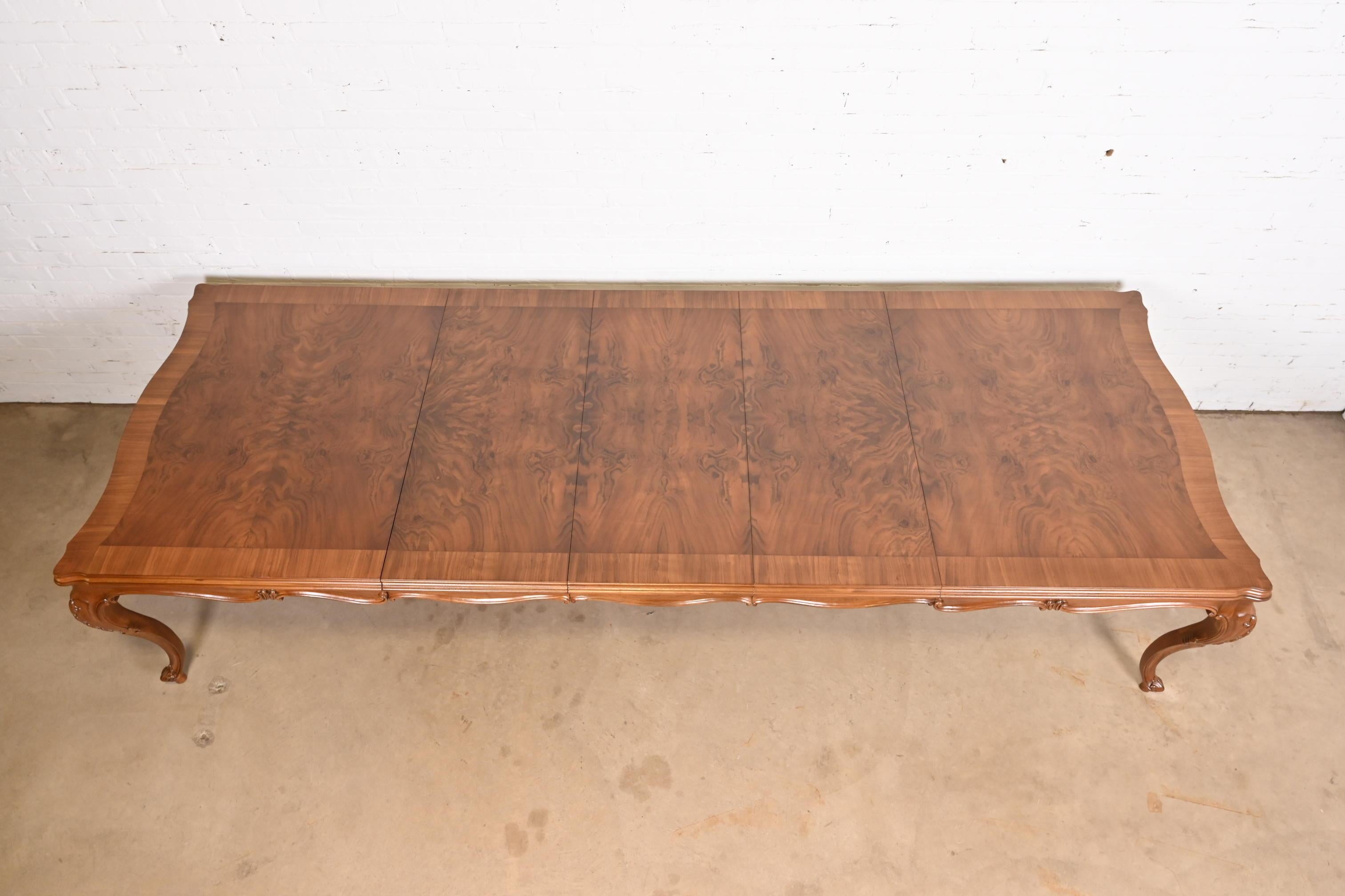 Karges French Provincial Louis XV Burled Walnut Extension Dining Table 1