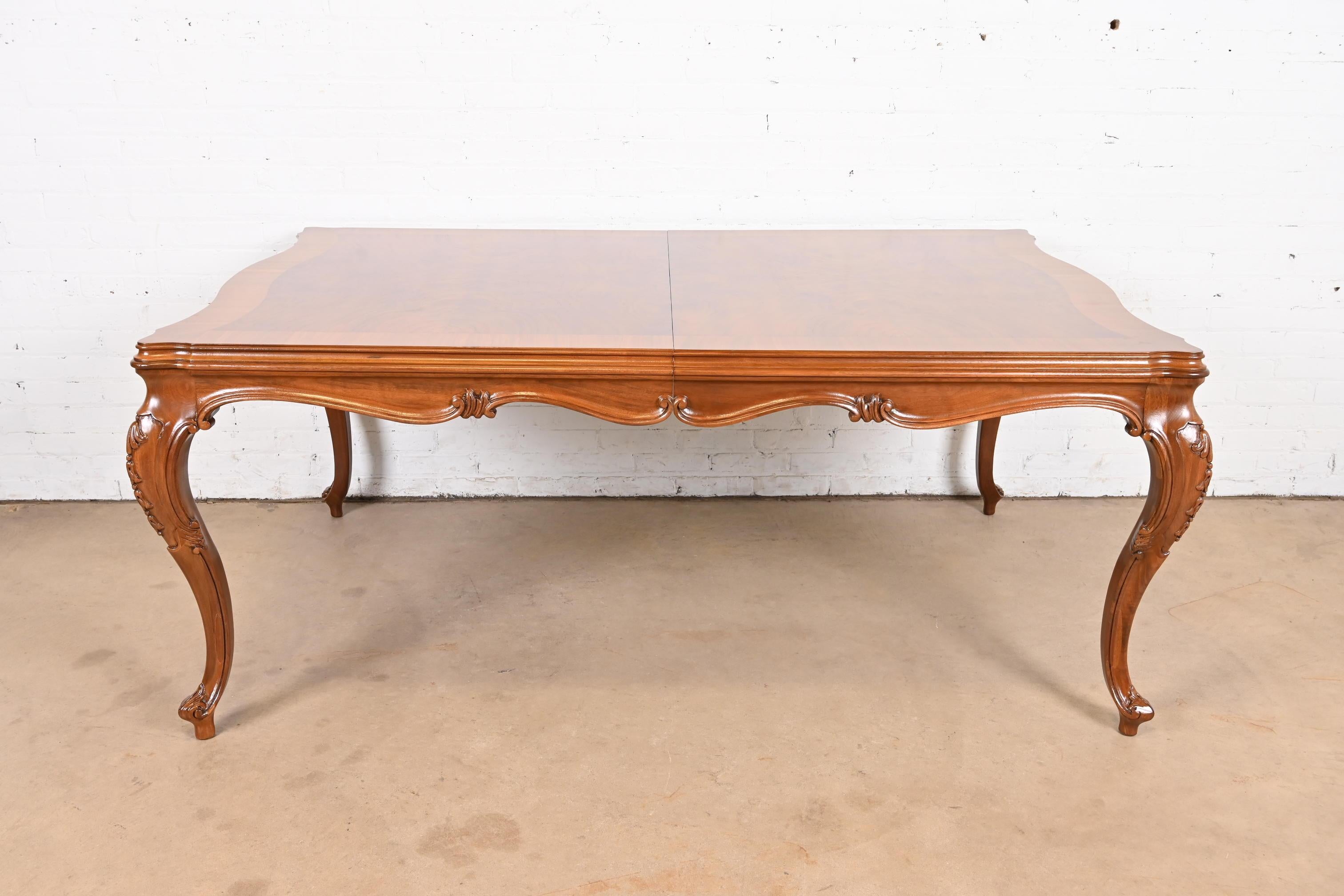 Karges French Provincial Louis XV Burled Walnut Extension Dining Table 3