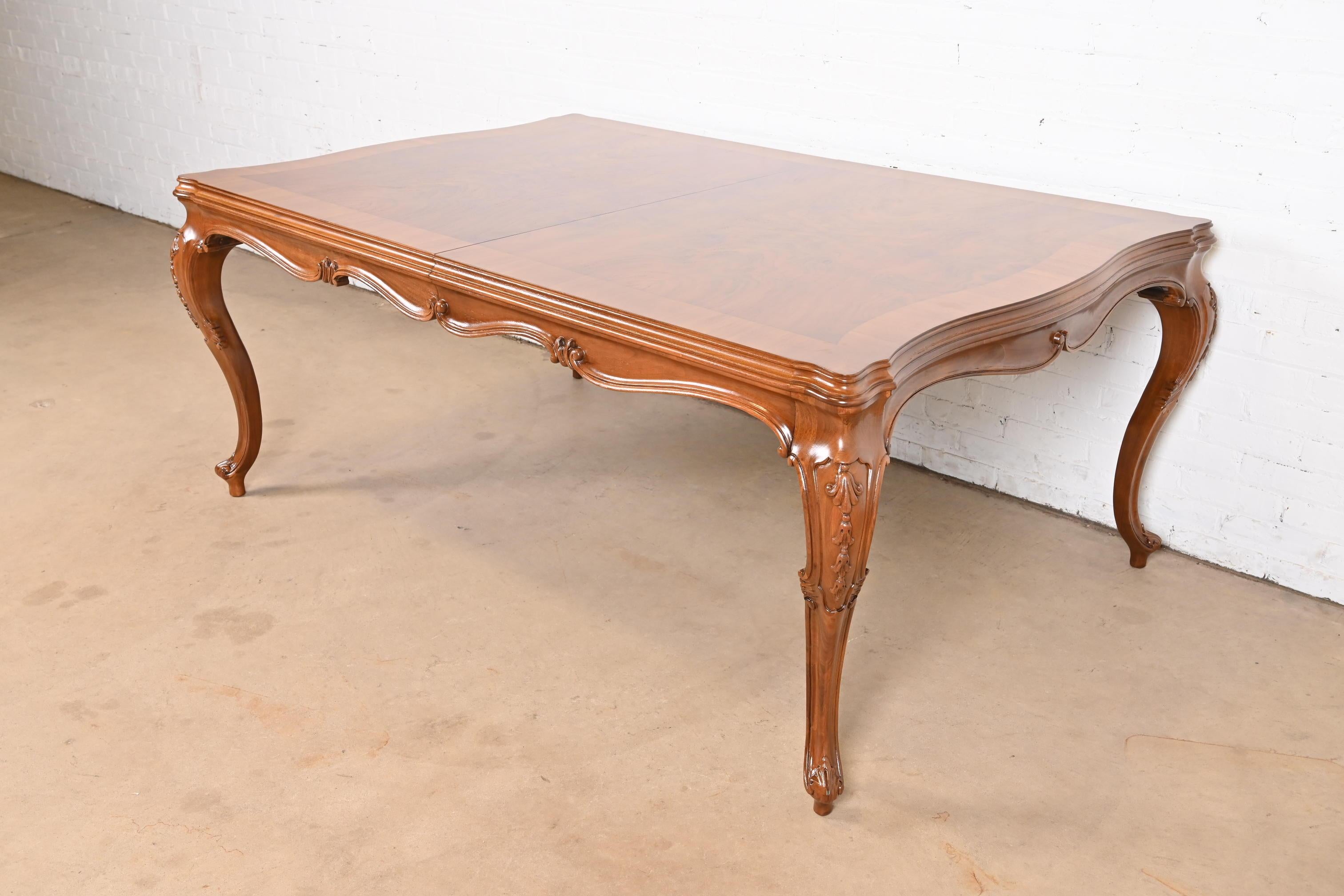 Karges French Provincial Louis XV Burled Walnut Extension Dining Table 4