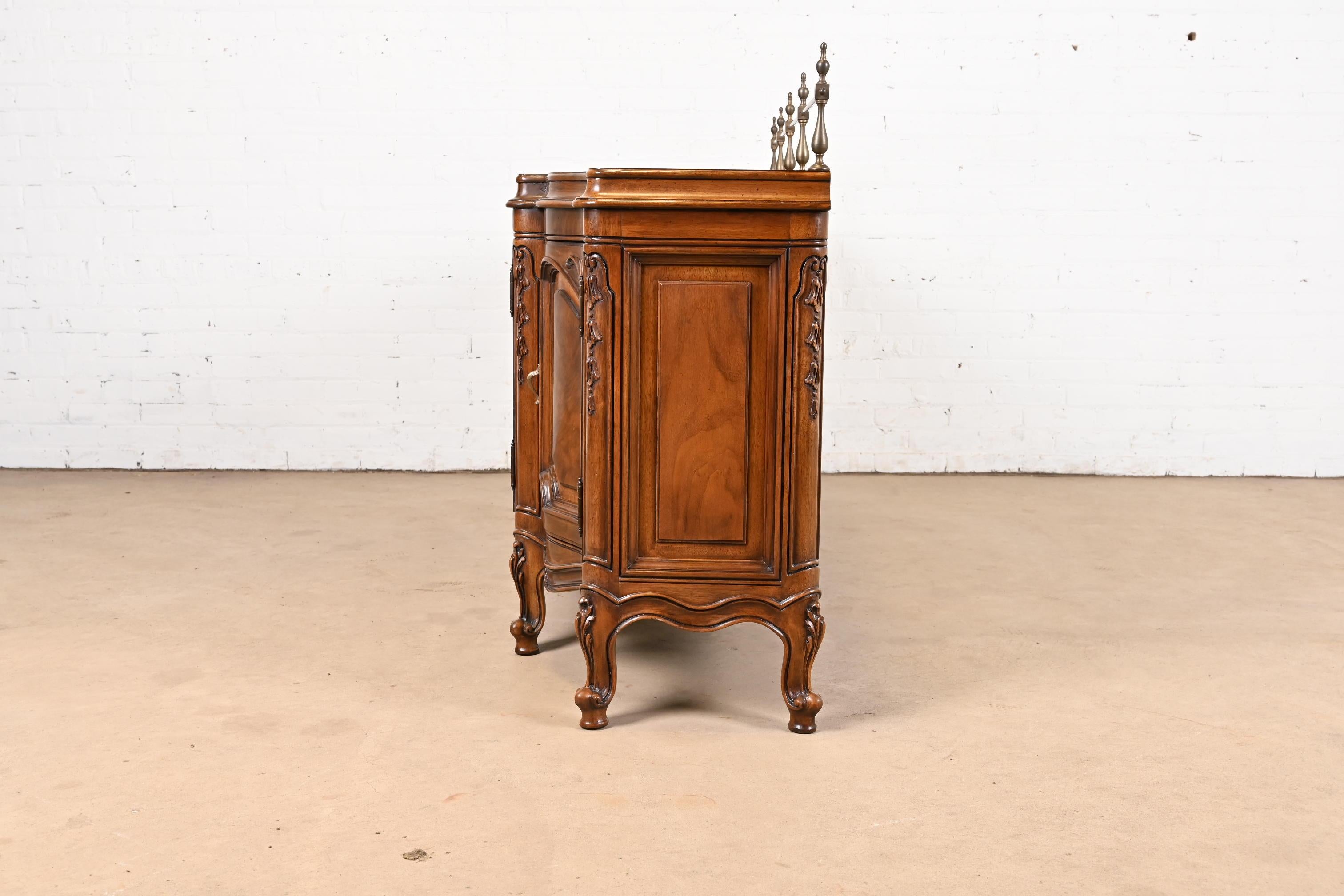 Karges French Provincial Louis XV Carved Burled Walnut Sideboard or Bar Cabinet For Sale 6