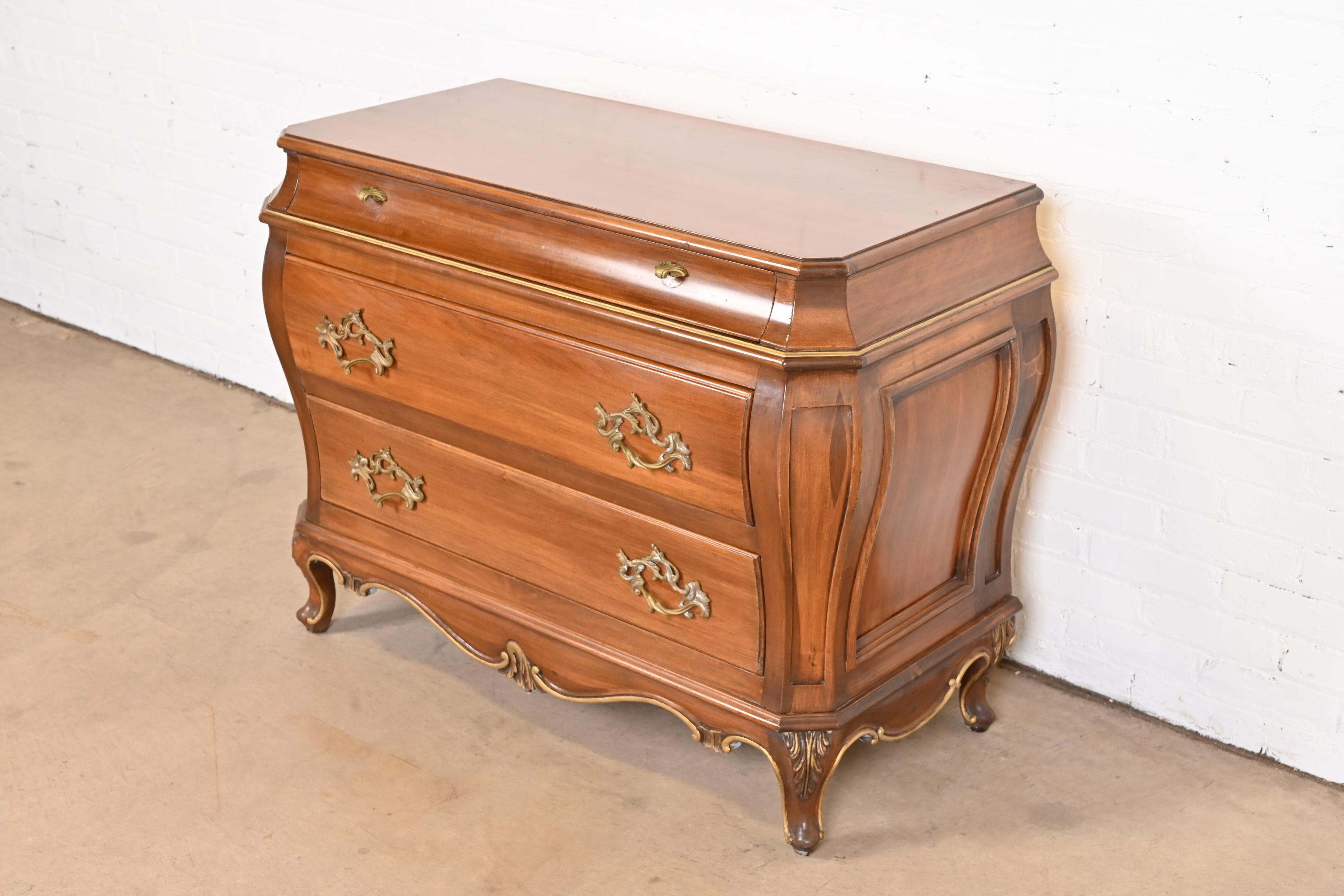American Karges French Provincial Louis XV Carved Walnut and Gold Gilt Bombay Chest
