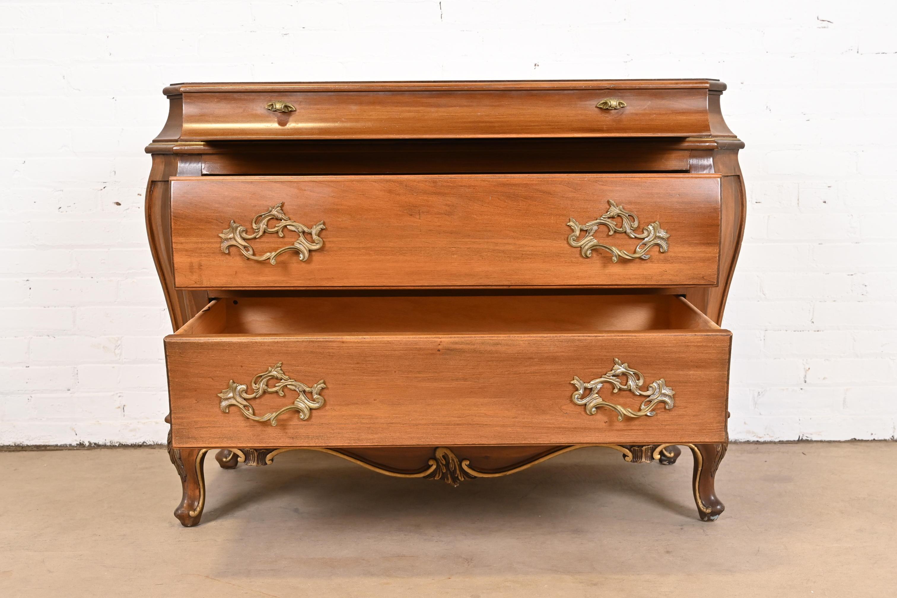 Karges French Provincial Louis XV Carved Walnut and Gold Gilt Bombay Chest 1
