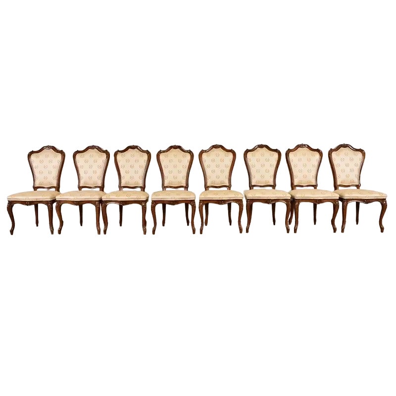 Karges Chaises de salle à manger Louis XV en noyer sculpté, série de huit