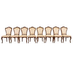 Karges Chaises de salle à manger Louis XV en noyer sculpté, série de huit