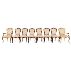 Karges Chaises de salle à manger Louis XV en noyer sculpté, série de huit