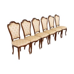 Karges Chaises de salle à manger Louis XV en noyer sculpté, série de six