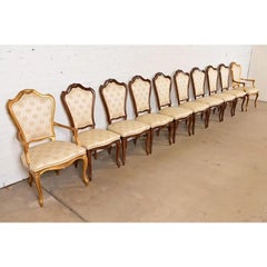 Karges French Provincial Louis XV Carved Walnut Dining Chairs, Set of Ten