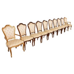 Karges Chaises de salle à manger Louis XV en noyer sculpté, ensemble de dix