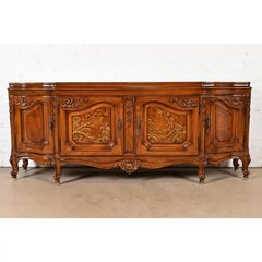Karges French Provincial Louis XV Chinoiserie Burled Walnut Sideboard Credenza
