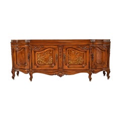 Karges French Provincial Louis XV Chinoiserie Burled Walnut Sideboard Credenza