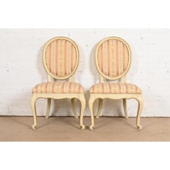 Karges Chaises de salle à manger Louis XV laquées crème et dorées
