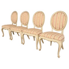 Karges French Provincial Louis XV Cream Lacquered and Gold Gilt Dining Chairs