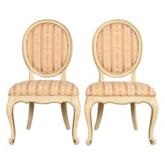 Karges French Provincial Louis XV Cream Lacquered and Gold Gilt Dining Chairs