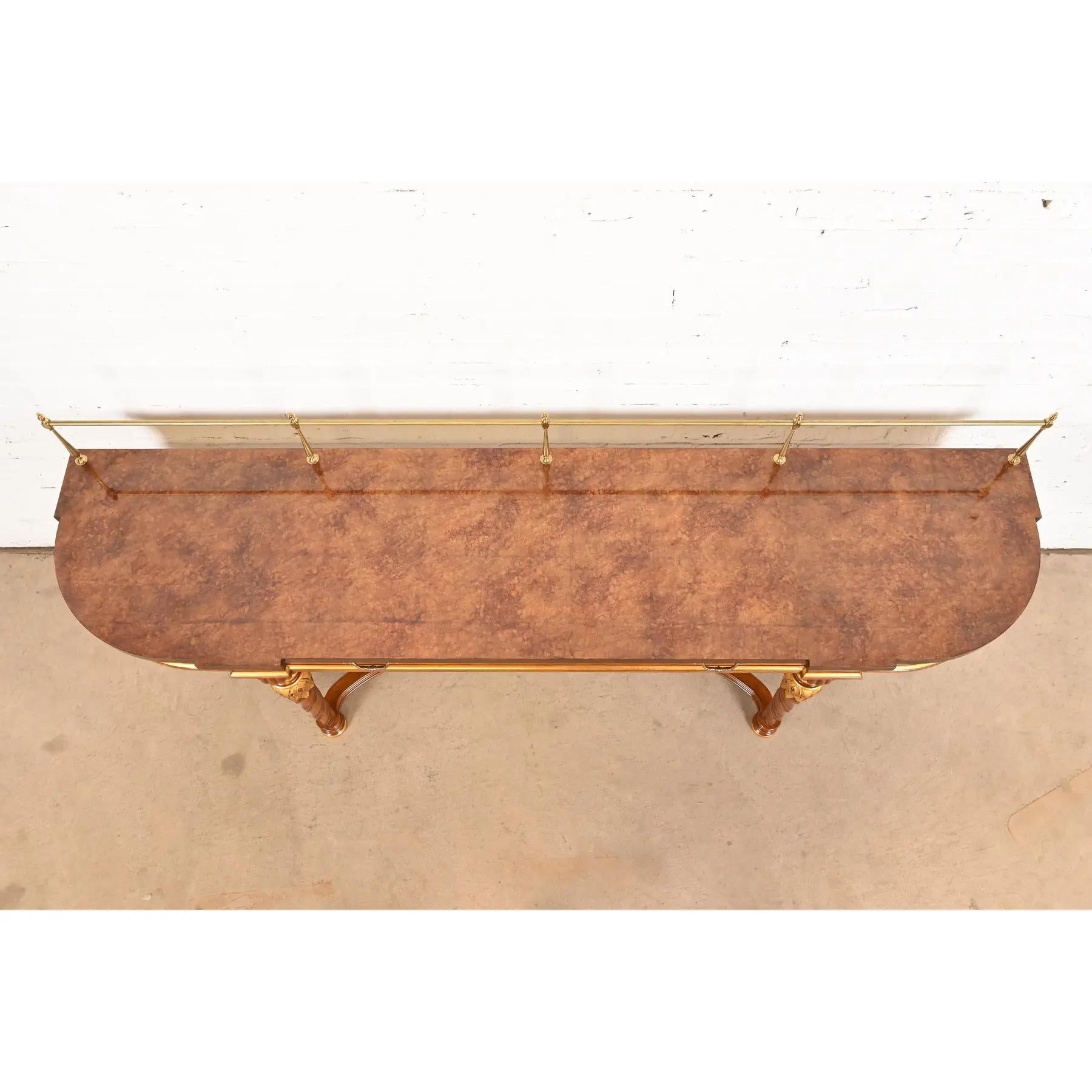 Karges French Regency Louis XVI Burled Walnut and Gold Gilt Console Table For Sale 5