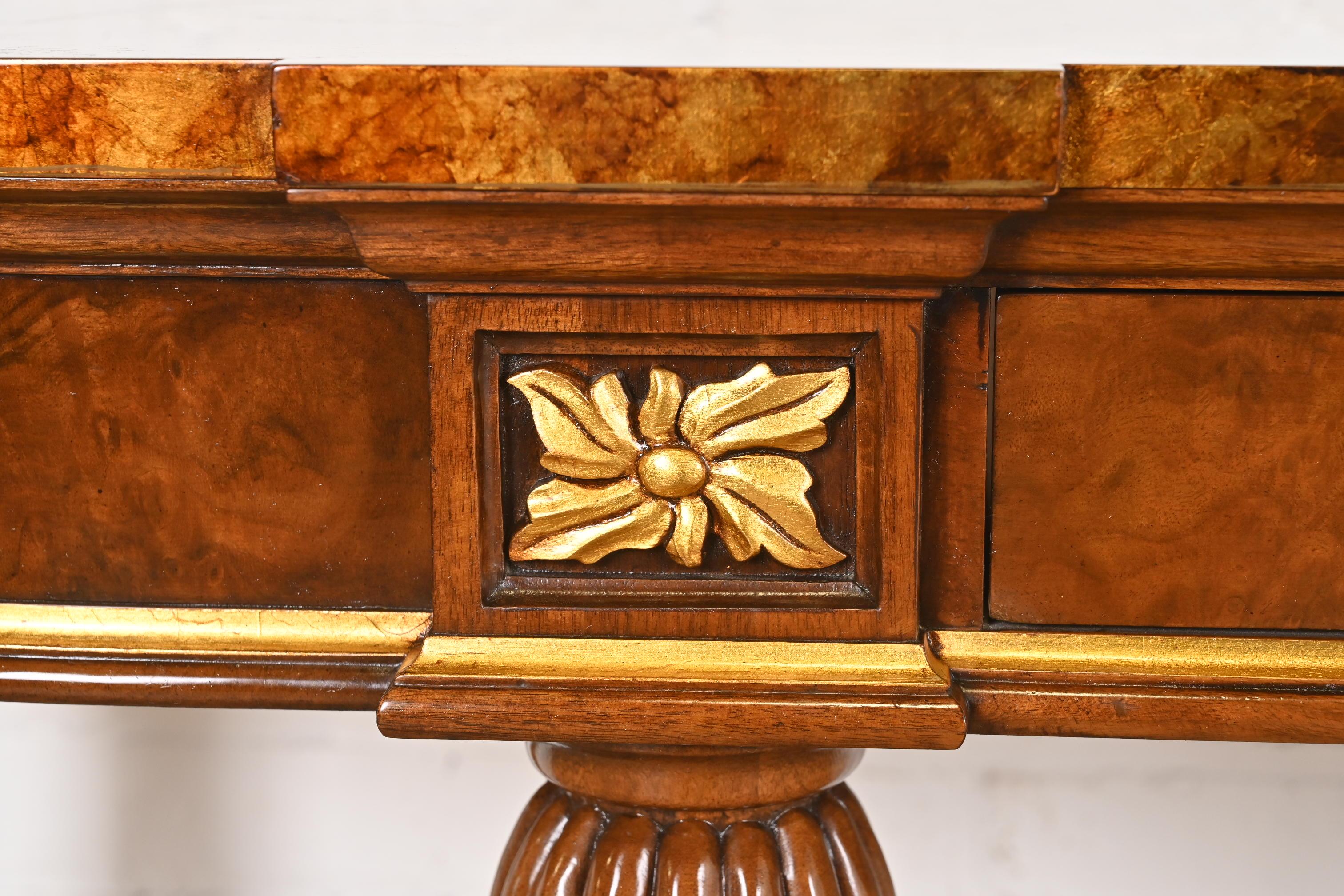 Karges French Regency Louis XVI Burled Walnut and Gold Gilt Console Table For Sale 2