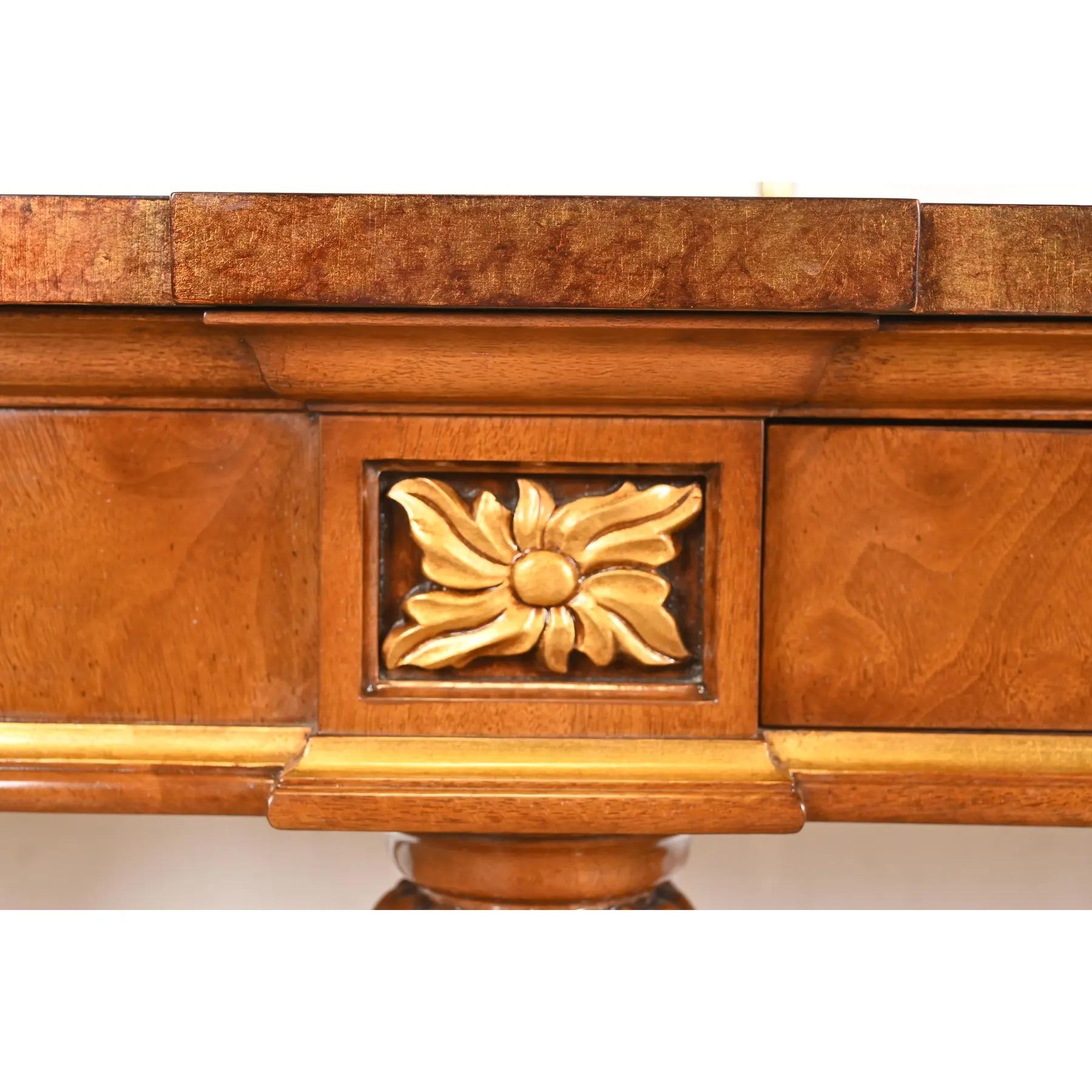 Karges French Regency Louis XVI Burled Walnut and Gold Gilt Console Table For Sale 2