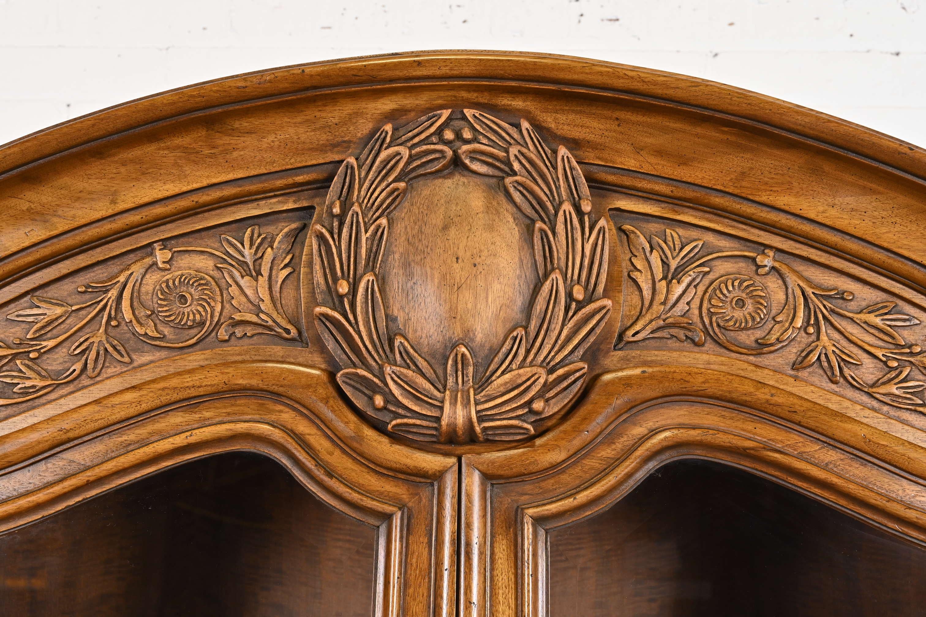 Karges French Regency Louis XVI Burled Walnut Breakfront Bookcase Cabinet, 1960s 8