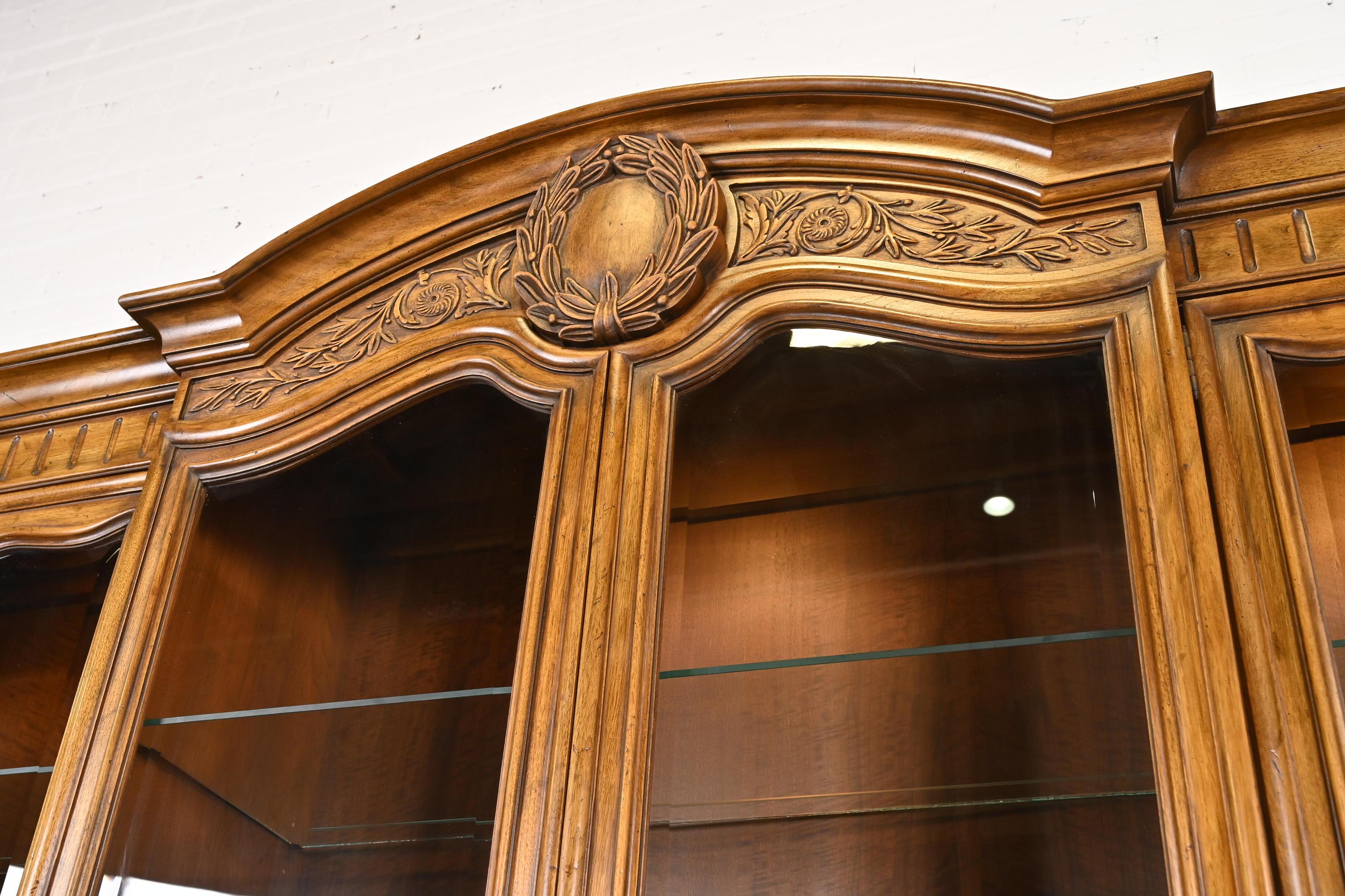Karges French Regency Louis XVI Burled Walnut Breakfront Bookcase Cabinet, 1960s 9