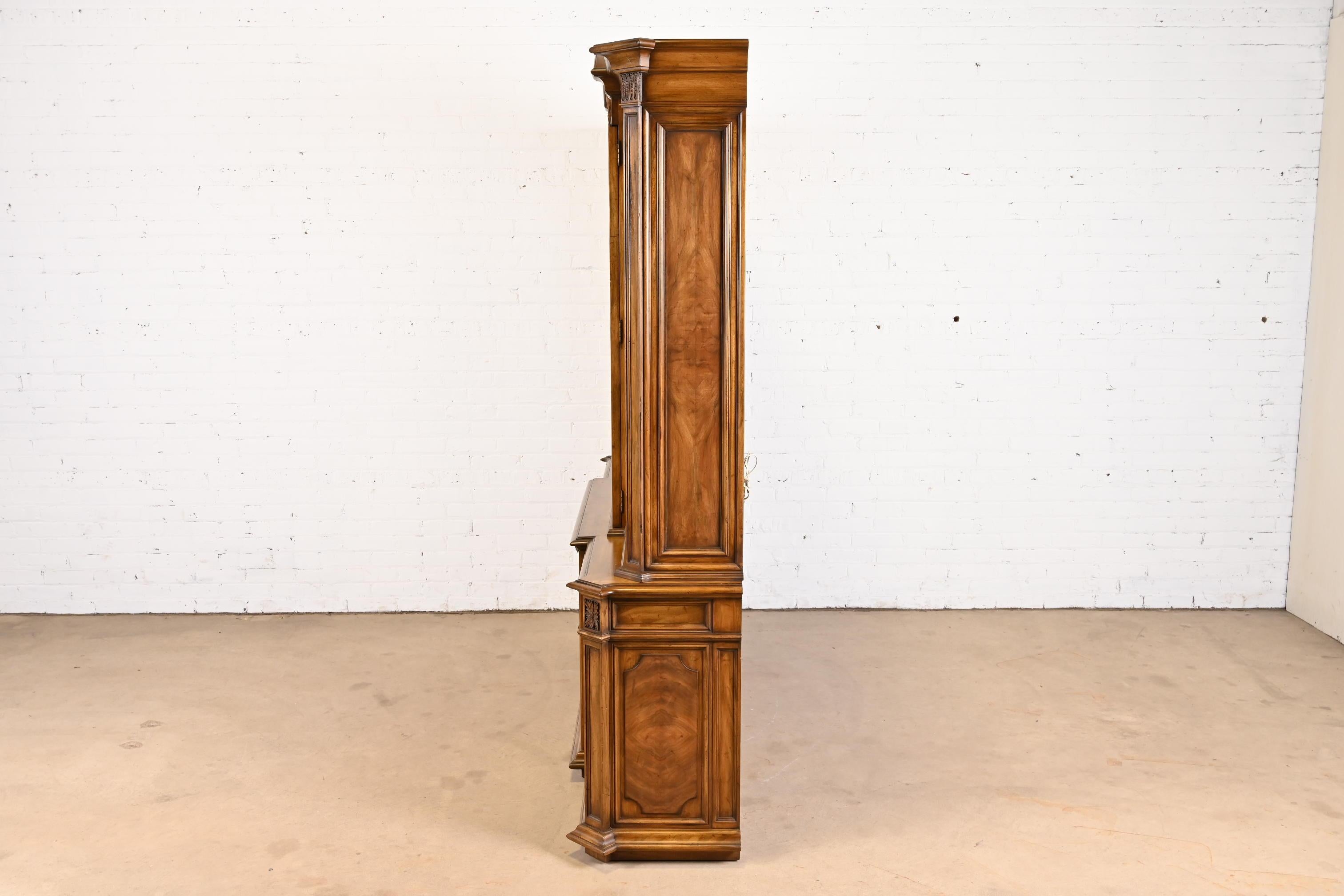 Karges French Regency Louis XVI Burled Walnut Breakfront Bookcase Cabinet, 1960s 12