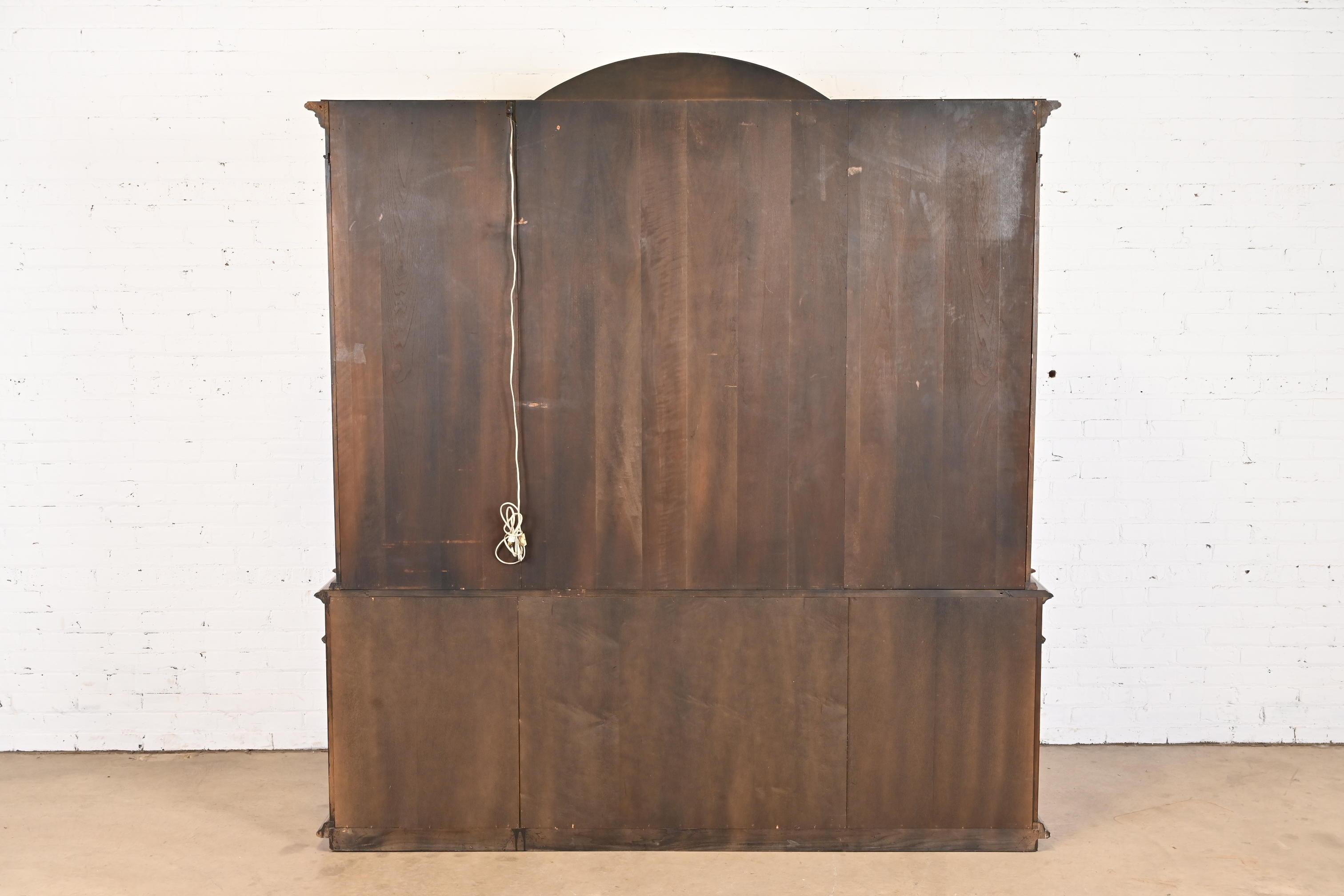 Karges French Regency Louis XVI Burled Walnut Breakfront Bookcase Cabinet, 1960s 13