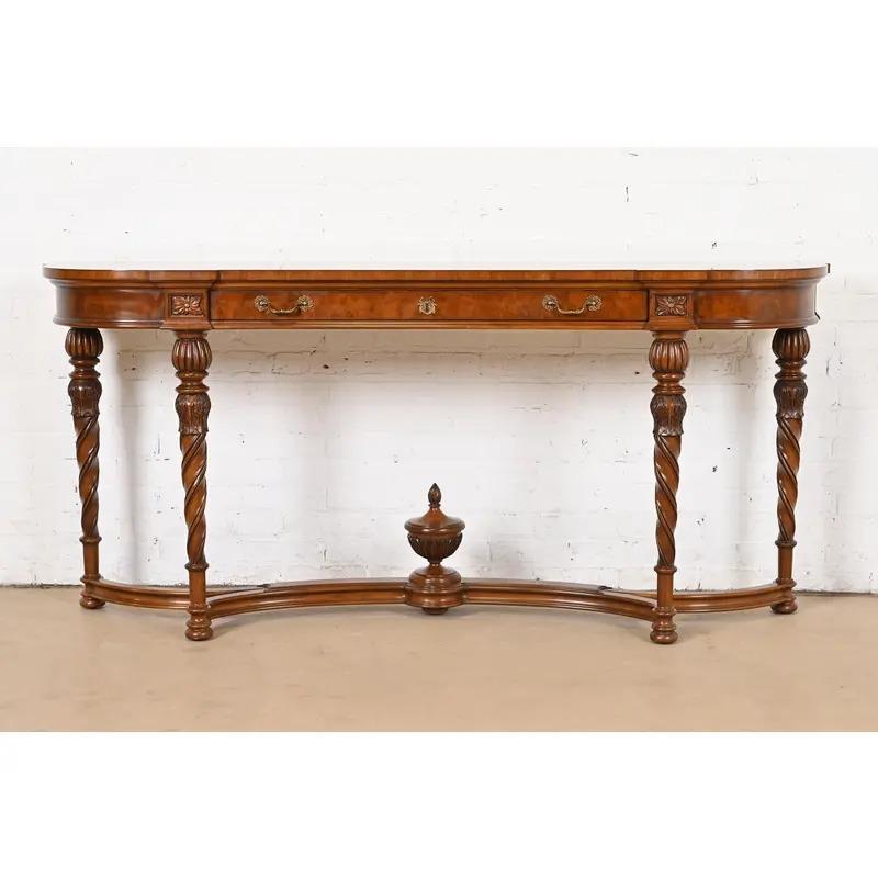 American Karges French Regency Louis XVI Burled Walnut Console Table or Server For Sale