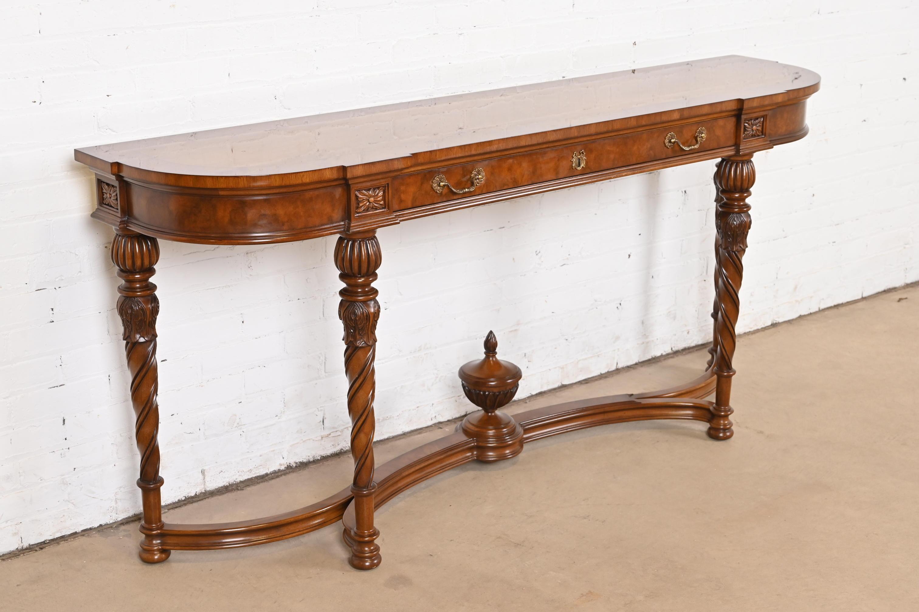 Late 20th Century Karges French Regency Louis XVI Burled Walnut Console Table or Server