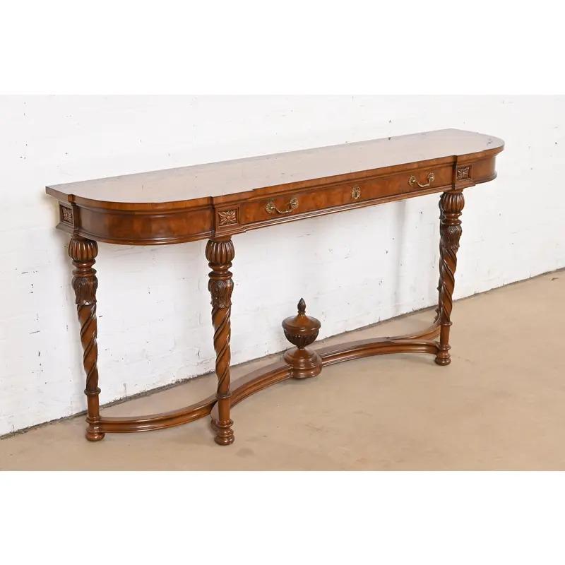 Late 20th Century Karges French Regency Louis XVI Burled Walnut Console Table or Server For Sale