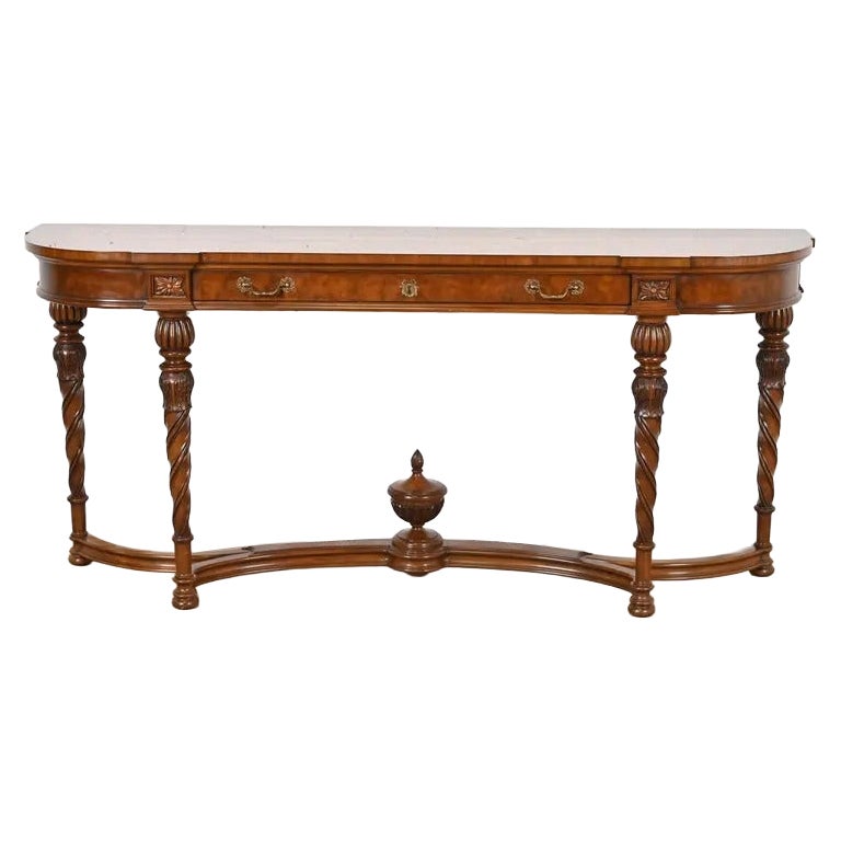 Karges French Regency Louis XVI Burled Walnut Console Table or Server