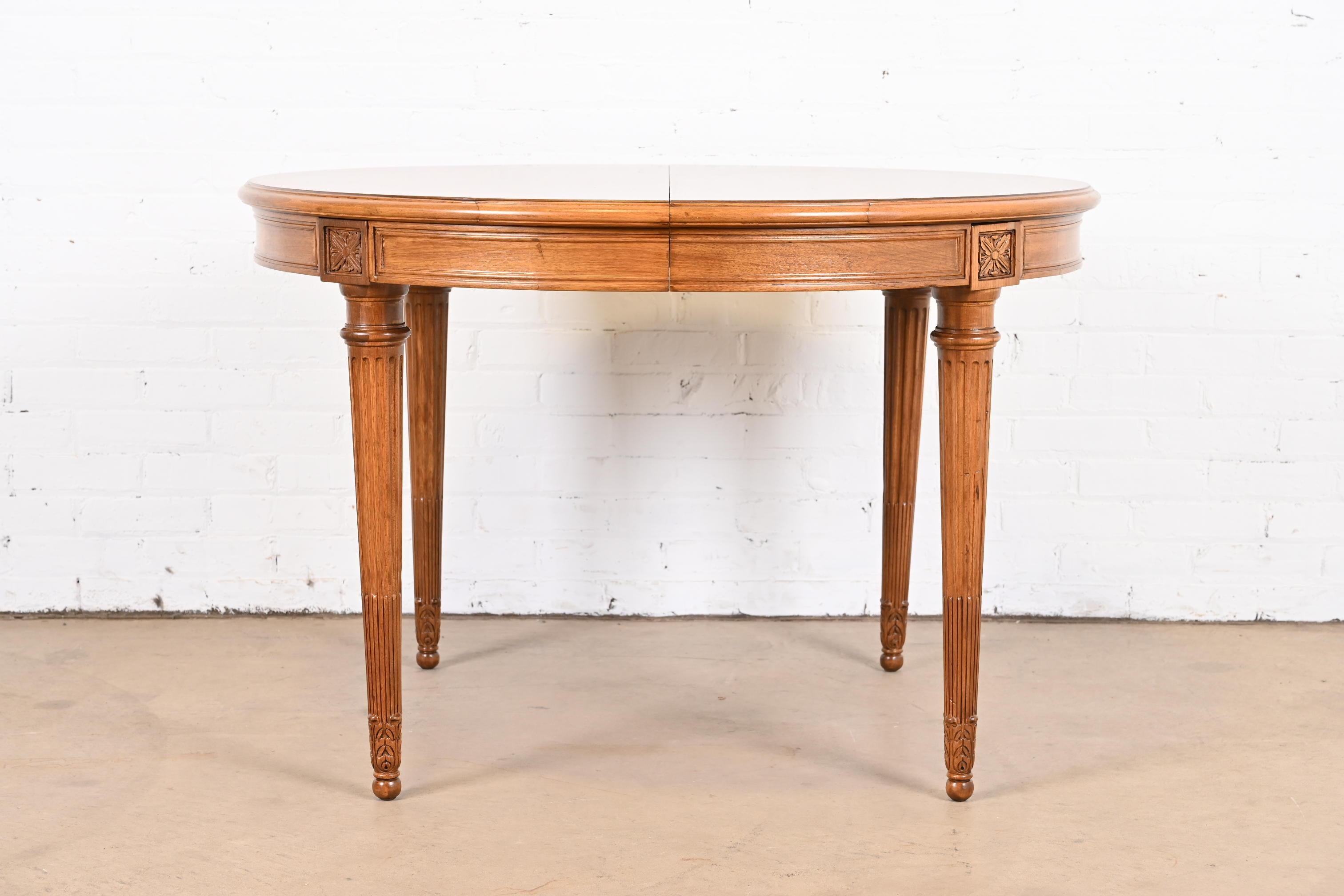 Karges French Regency Louis XVI Burled Walnut Dining Table, Newly Refinished For Sale 6