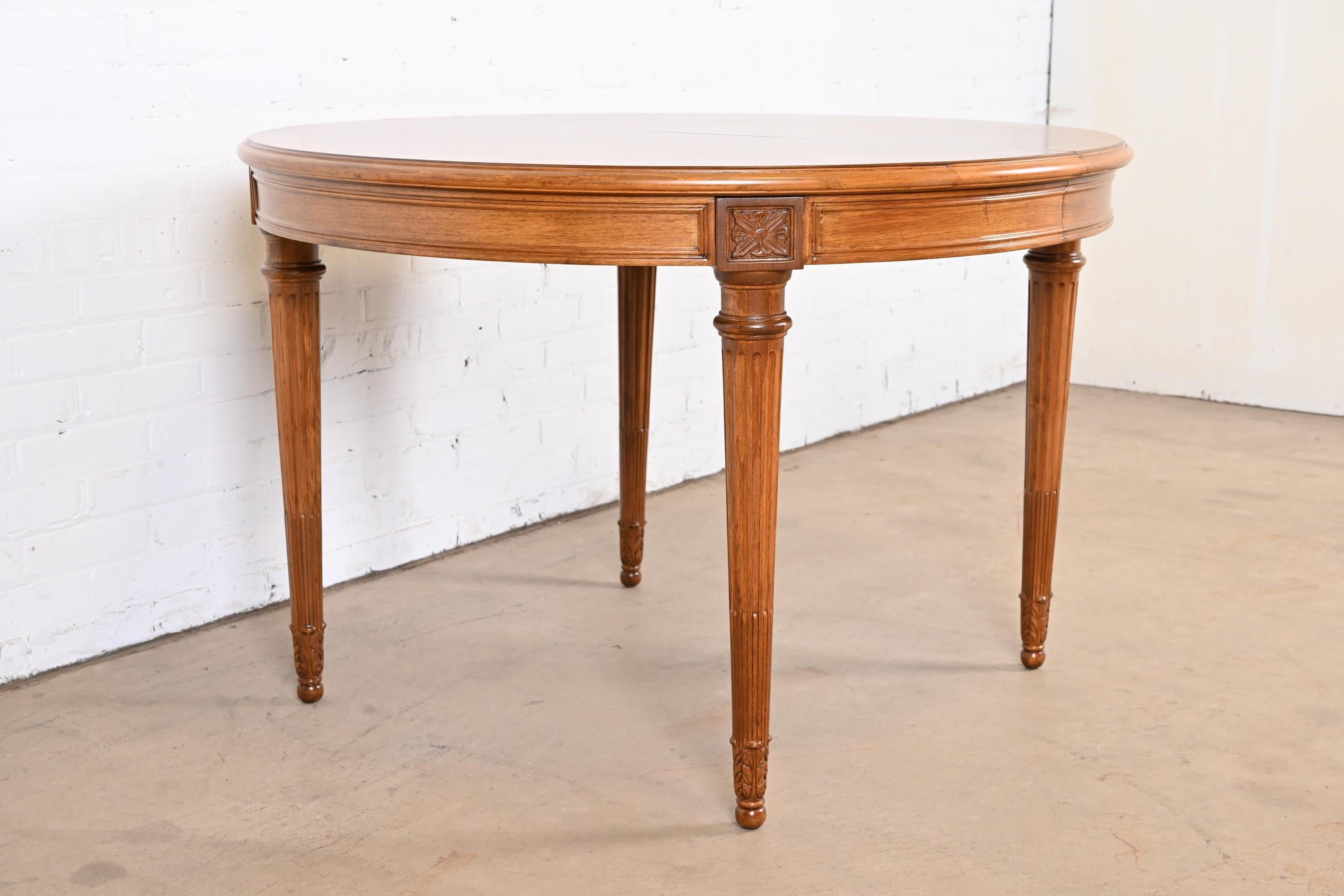 Karges French Regency Louis XVI Burled Walnut Dining Table, Newly Refinished For Sale 10