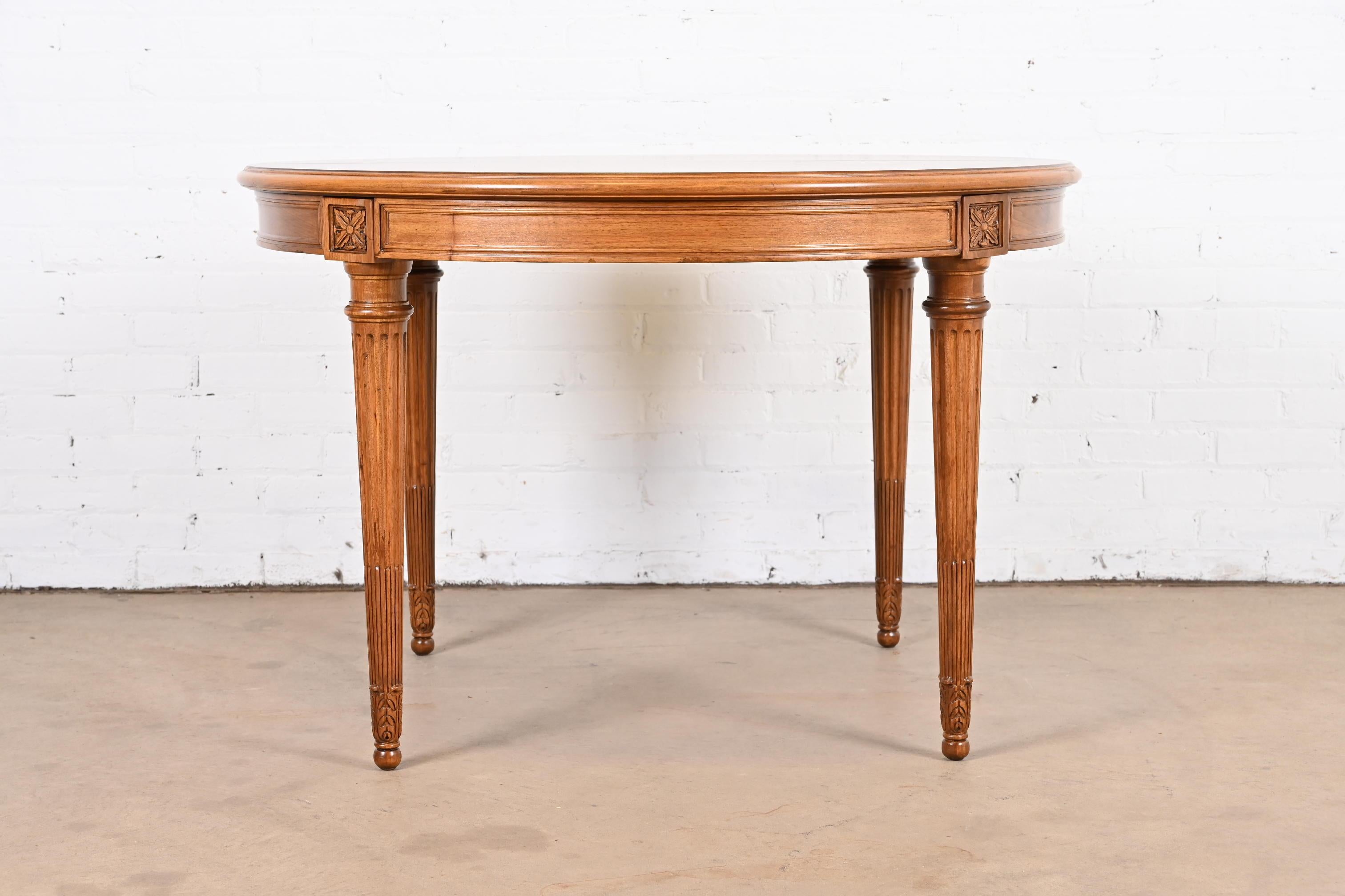 Karges French Regency Louis XVI Burled Walnut Dining Table, Newly Refinished For Sale 14
