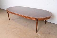 Karges French Regency Louis XVI Burled Walnut Dining Table, Newly Refinished