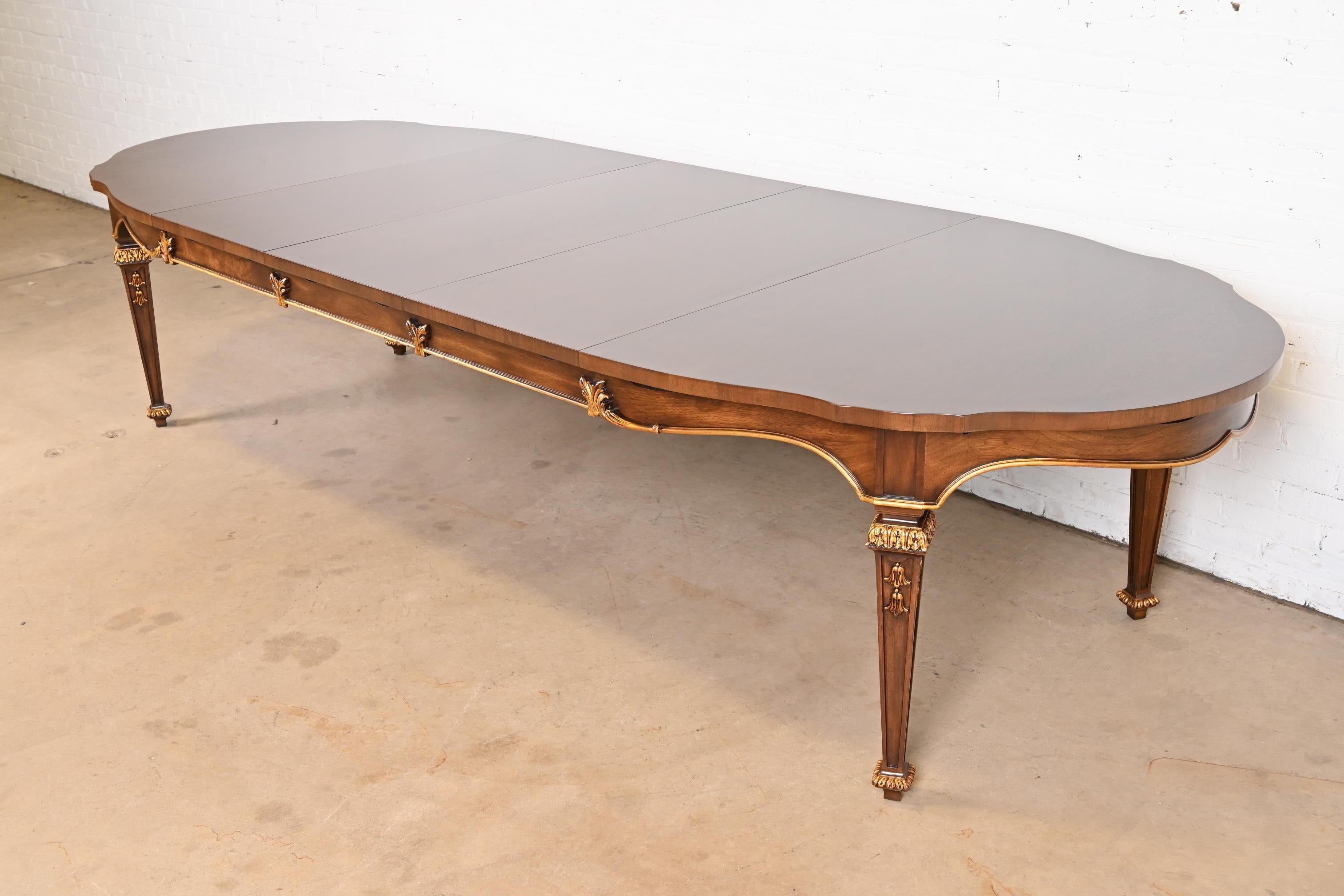 Karges French Regency Louis XVI Burled Walnut Dining Table, Newly Refinished In Good Condition For Sale In South Bend, IN