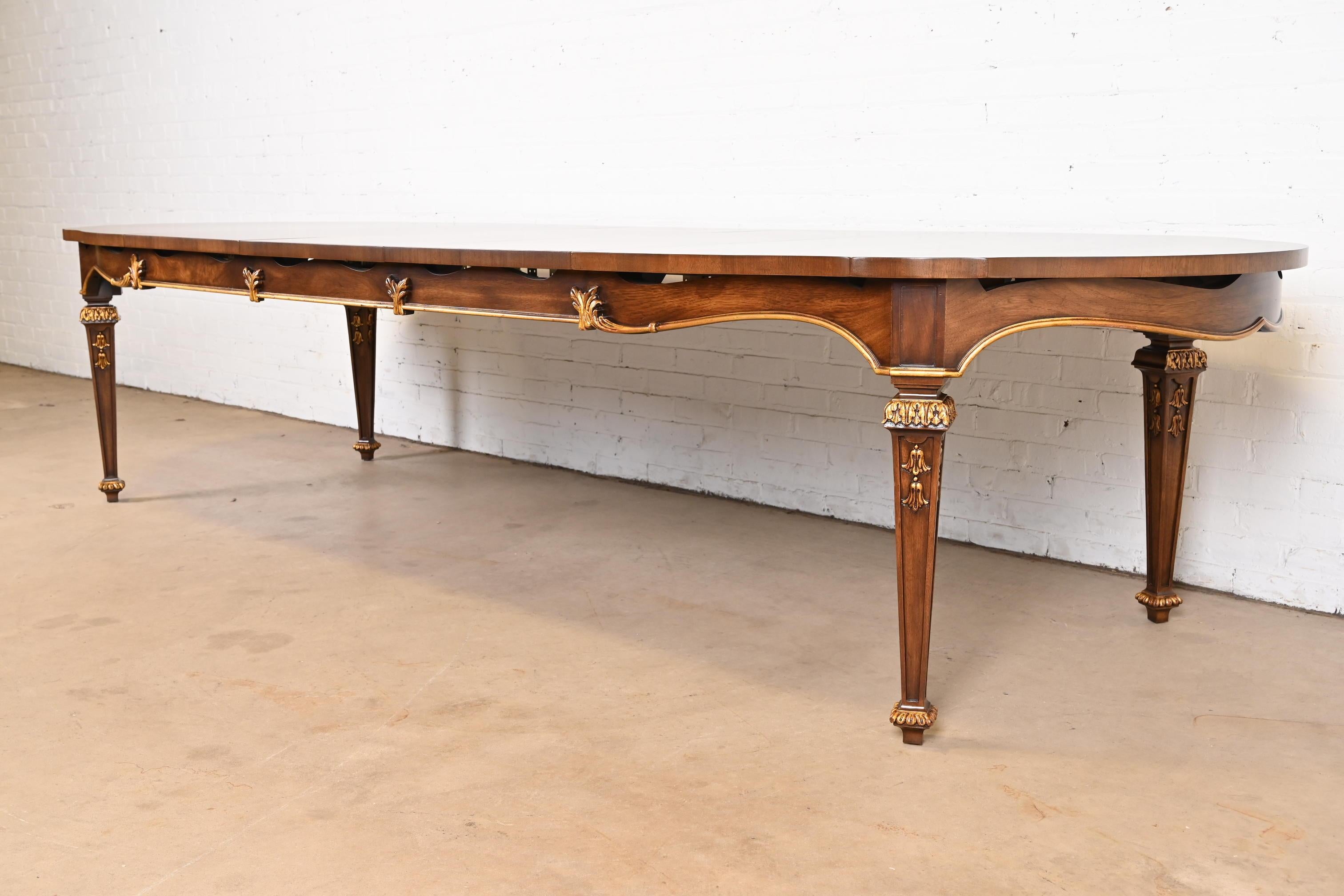 Late 20th Century Karges French Regency Louis XVI Burled Walnut Dining Table, Newly Refinished For Sale