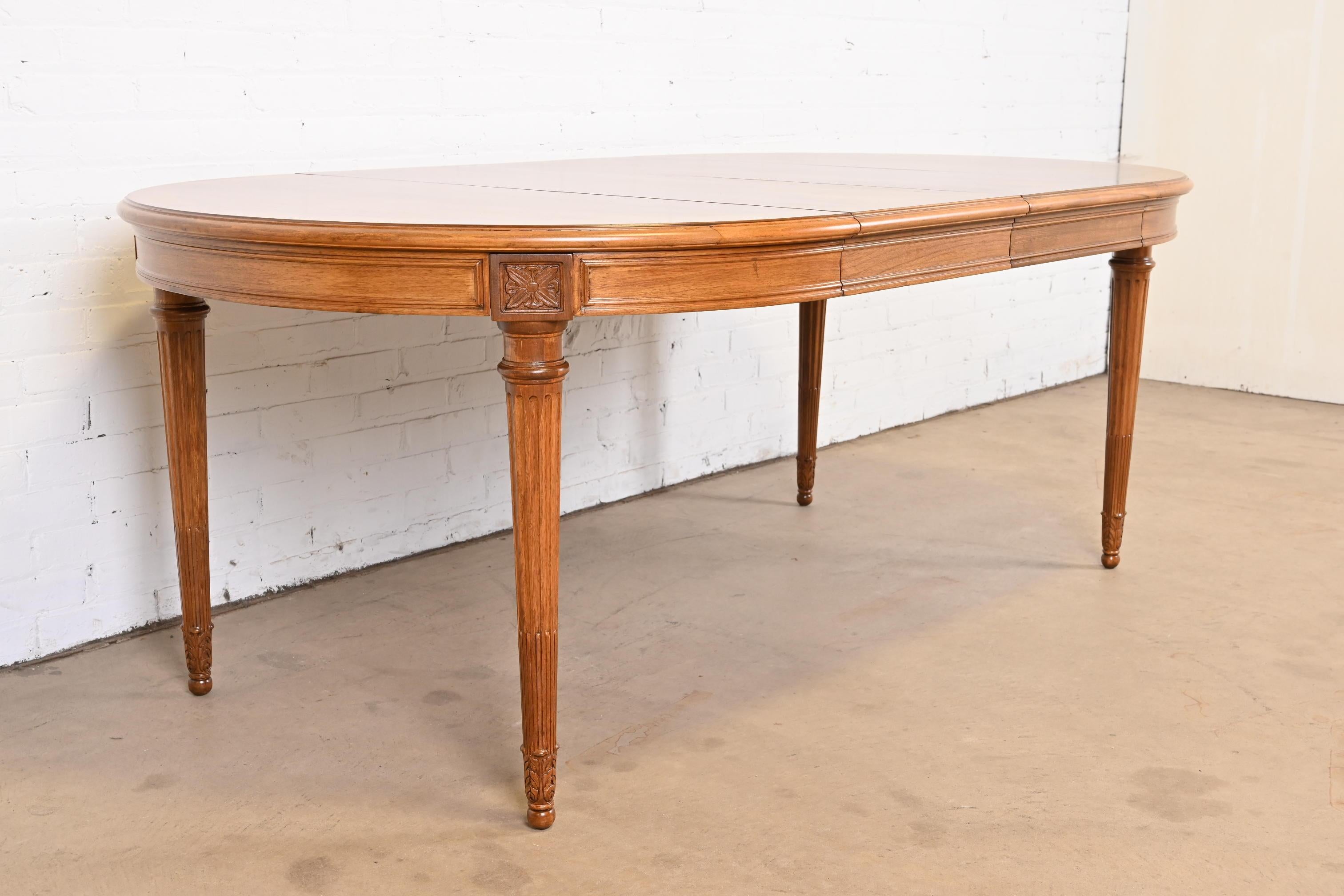 Karges French Regency Louis XVI Burled Walnut Dining Table, Newly Refinished For Sale 2