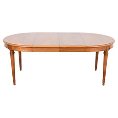 Karges French Regency Louis XVI Burled Walnut Dining Table, Newly Refinished