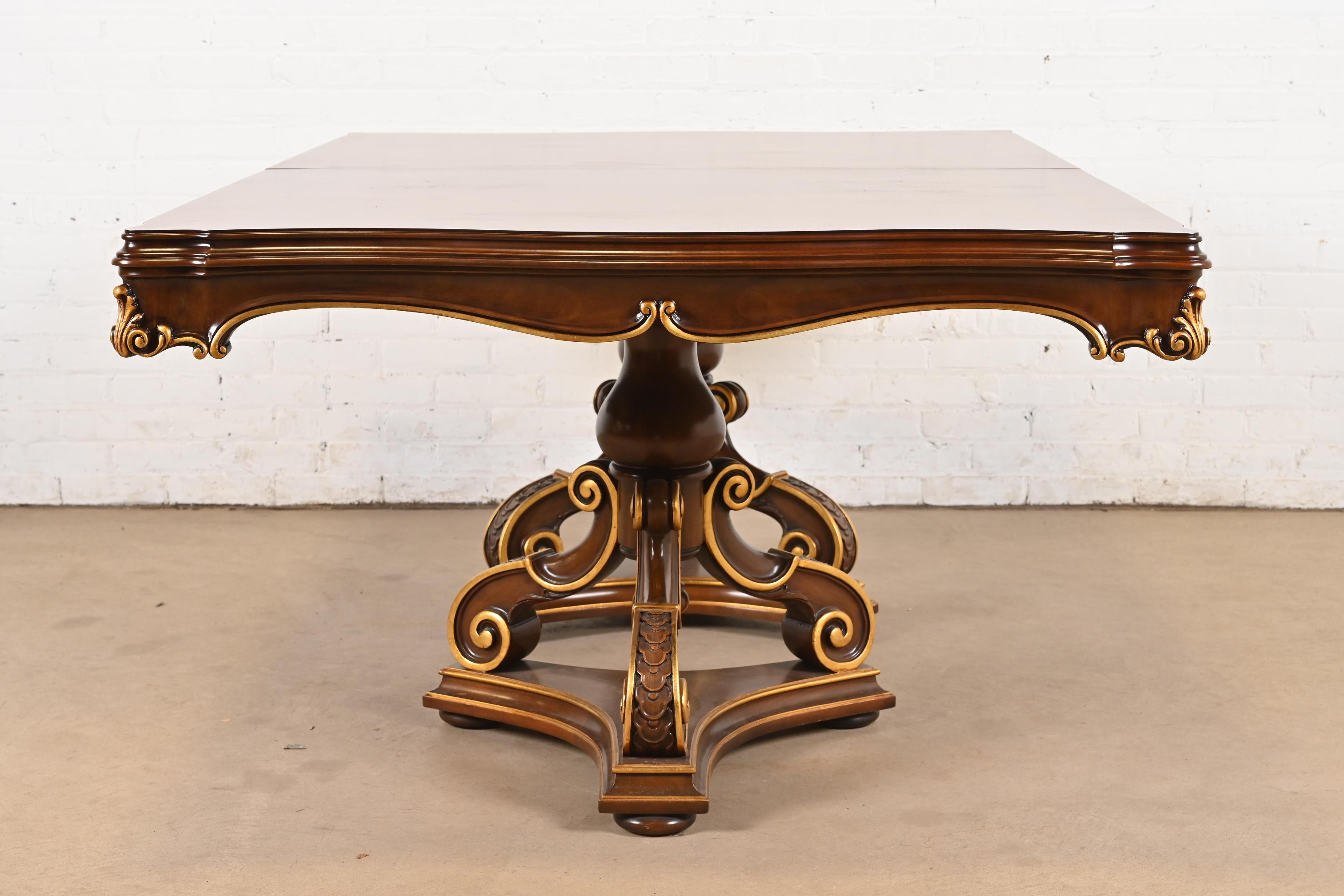 Karges Table de salle à manger à double piédestal en noyer ronceux Louis XVI Régence française en vente 5