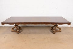 Karges French Regency Louis XVI Burled Walnut Double Pedestal Dining Table