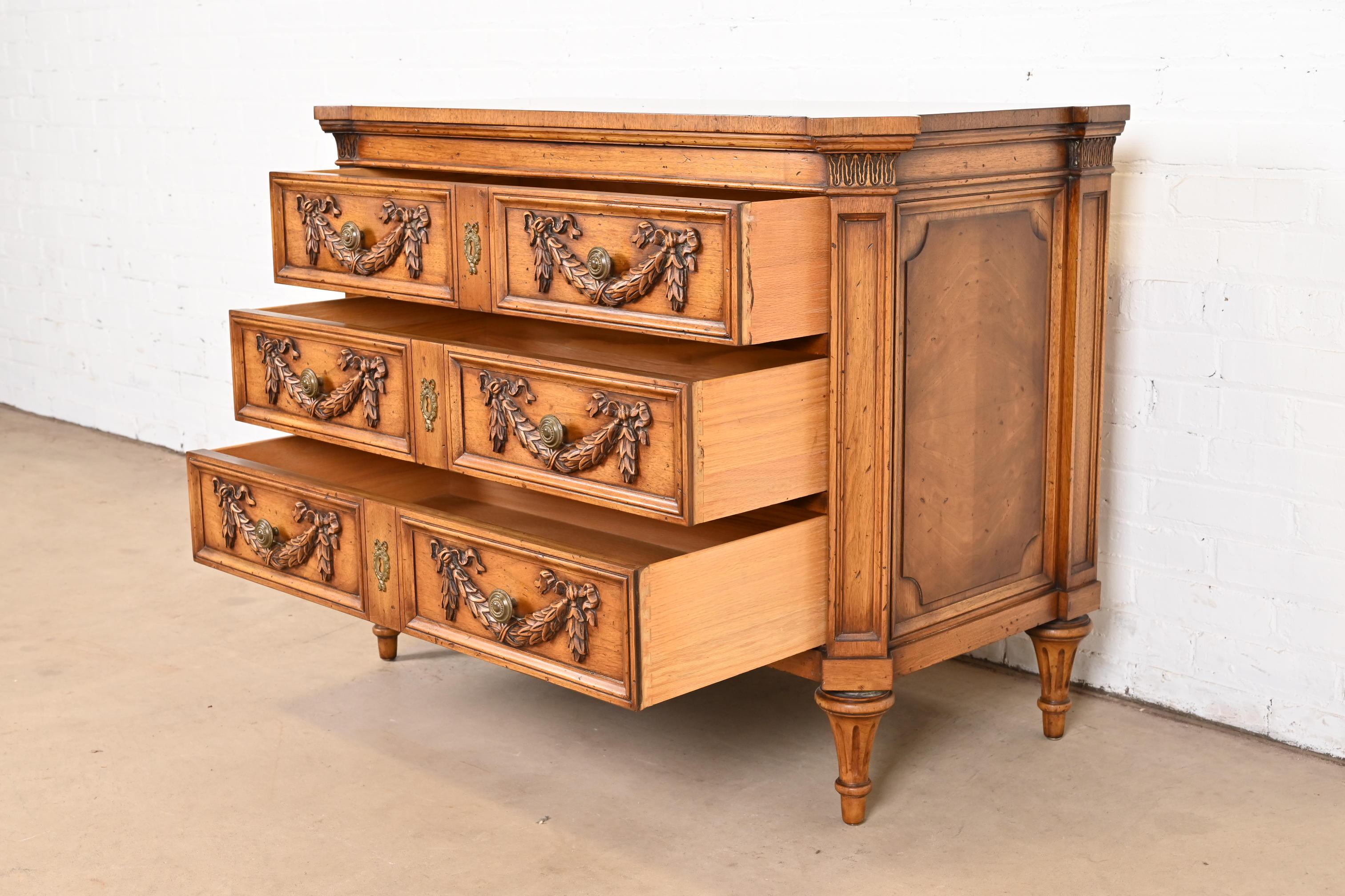 Karges French Regency Louis XVI Burled Walnut Dresser or Chest of Drawers For Sale 5